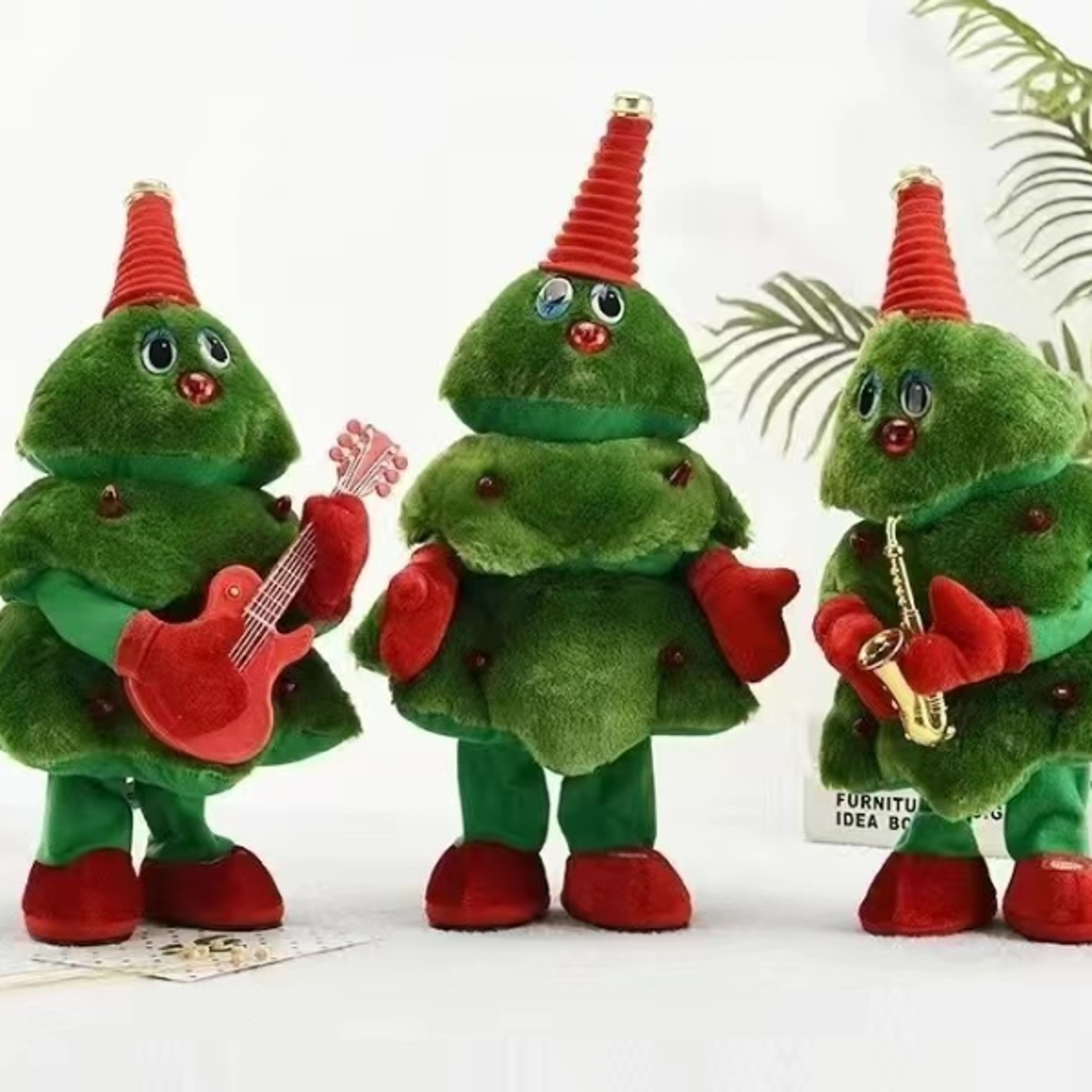 glowing halloween christmas decoration, electric dancing christmas tree plush toy, swinging singing festive home