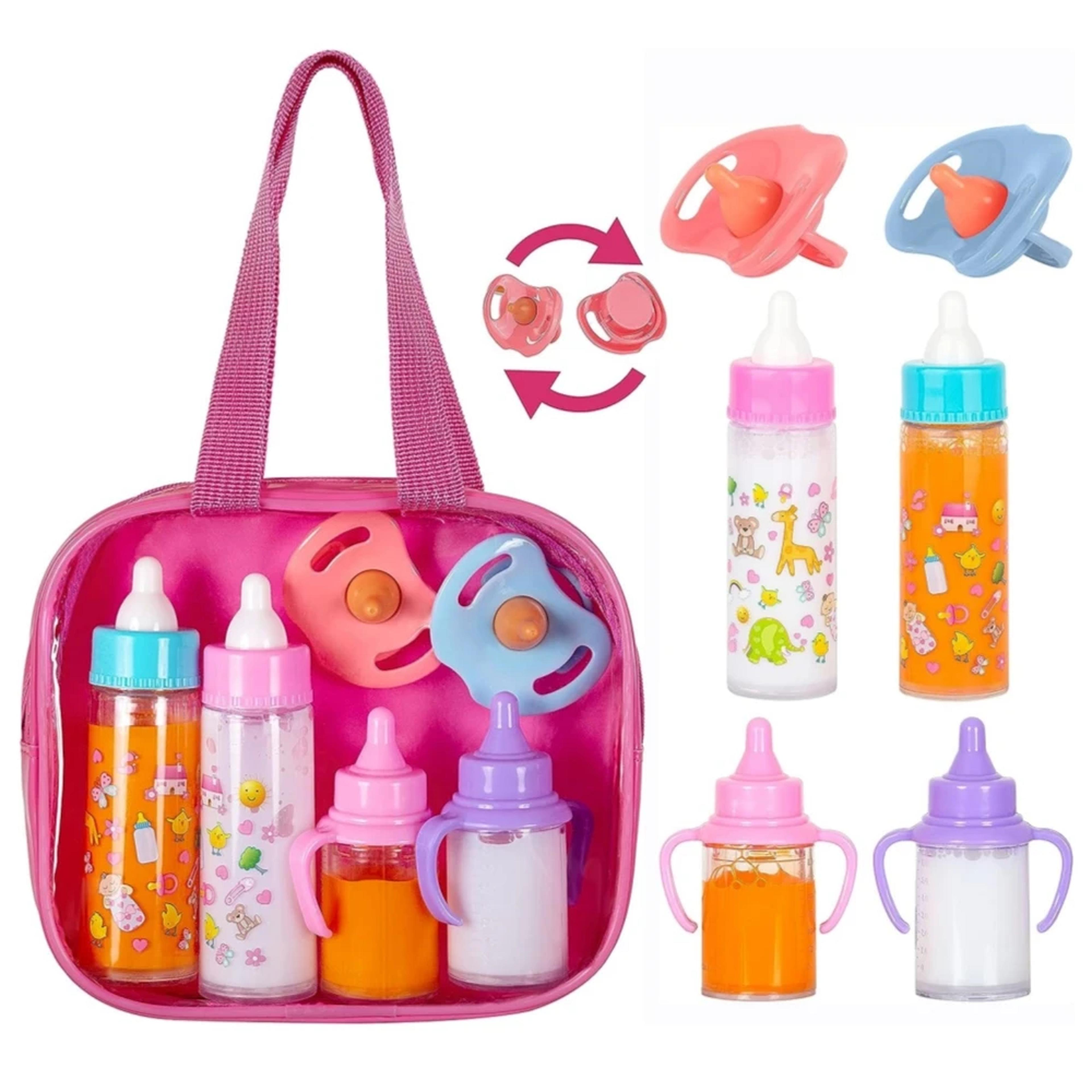 Baby Doll Feeding Set With Pacifier Milk And Juice Bottles Stroller Toy For Kids 1
