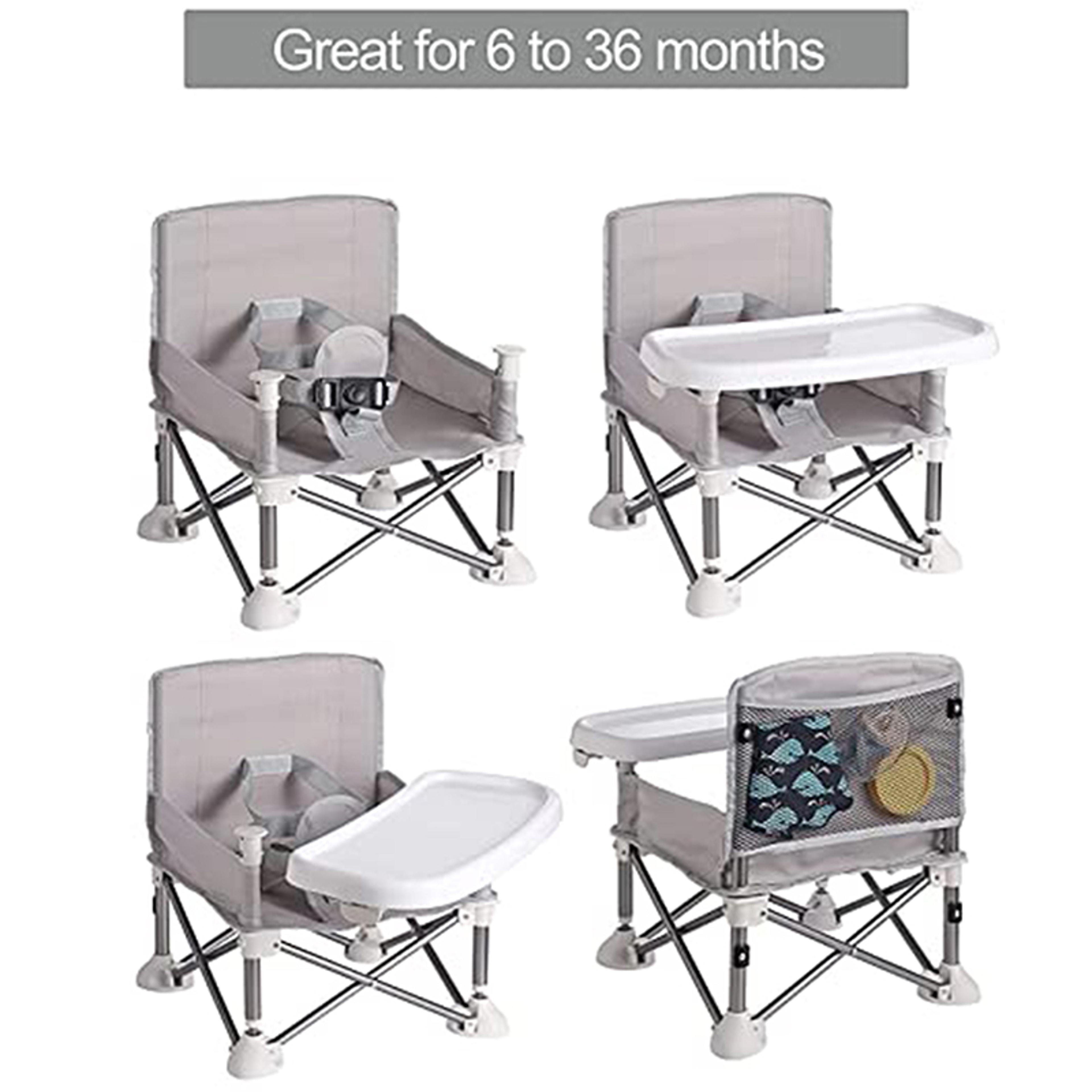 Baby Portable Foldable Dining Chair Child Comfortable Feeding Seat Beach Chair With Plate Seat Belt 4