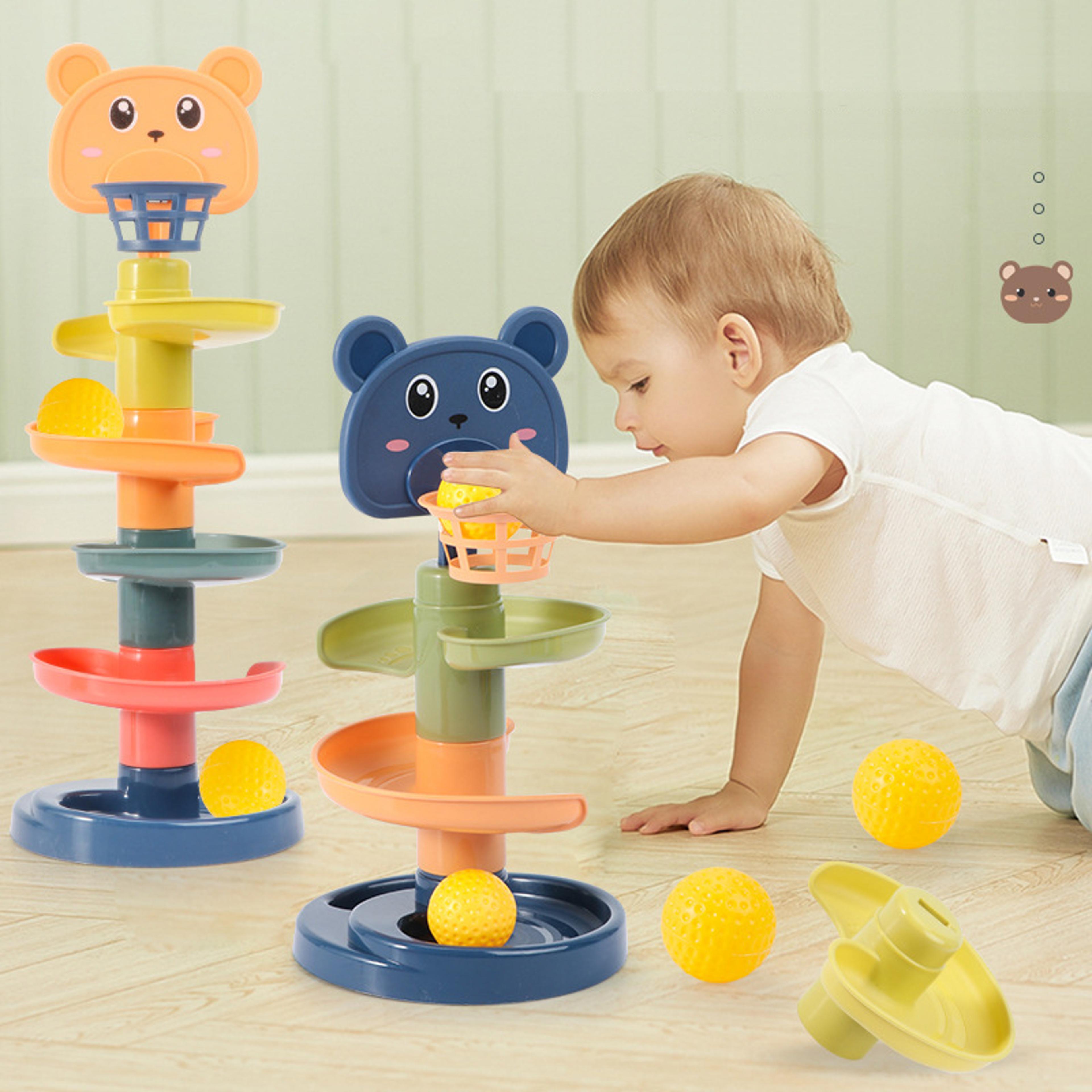 baby montessori toys track, rolling ball push pop, sliding ball early learning sensory games for kids