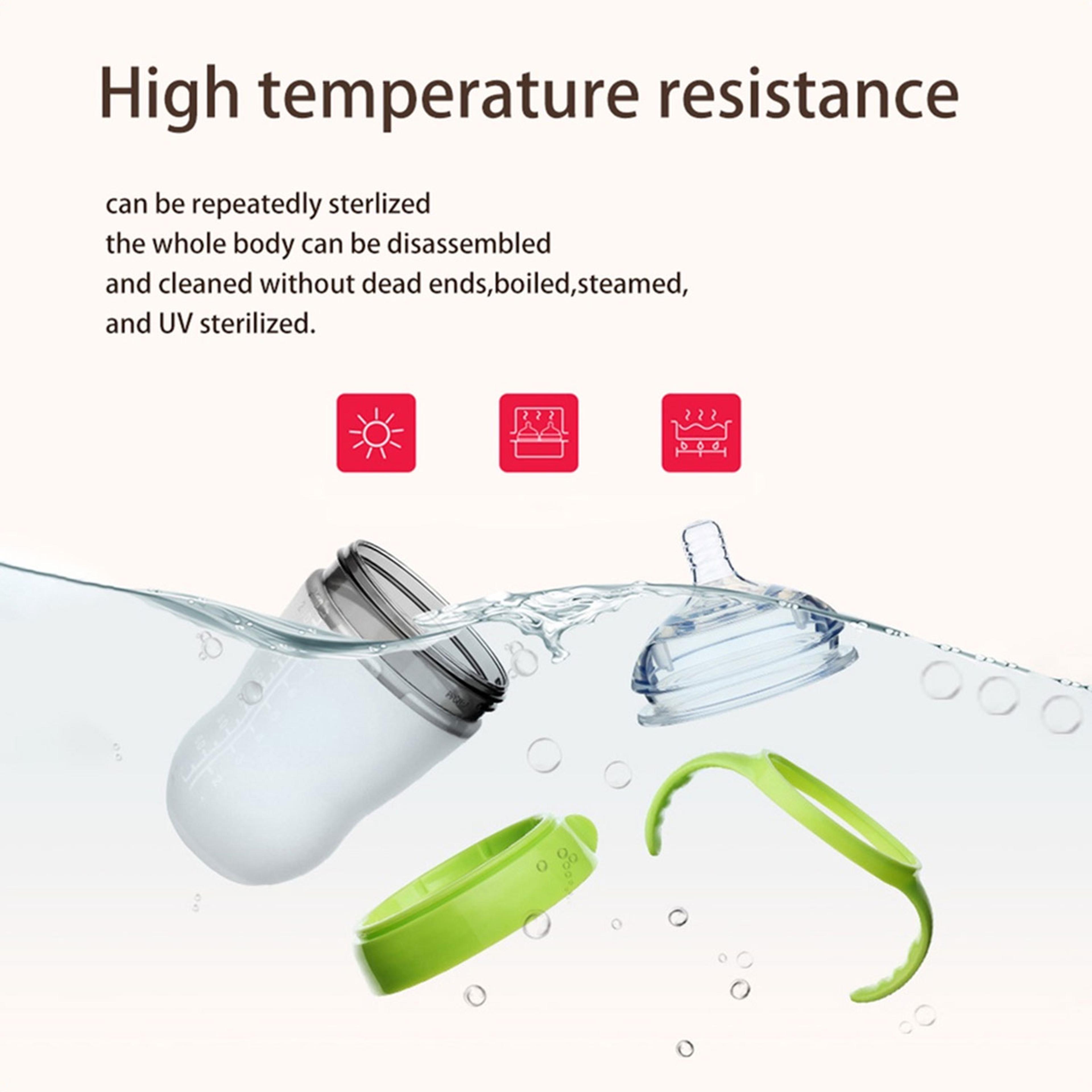 NanoSilicone Baby Bottle With Handle BreastmilkLike Design Soft Milk Pull Perfect For Sensitive Bab 3