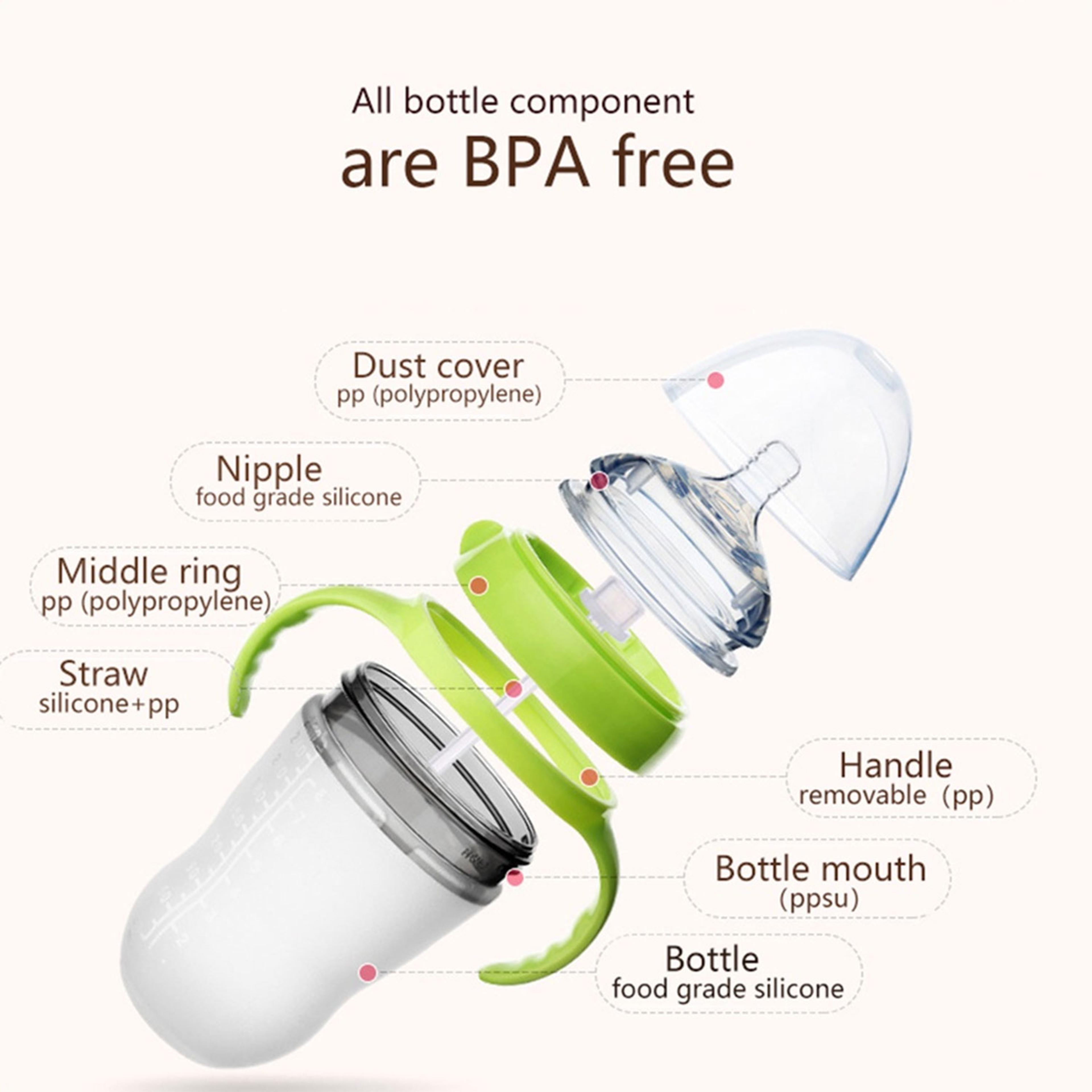 NanoSilicone Baby Bottle With Handle BreastmilkLike Design Soft Milk Pull Perfect For Sensitive Bab 4