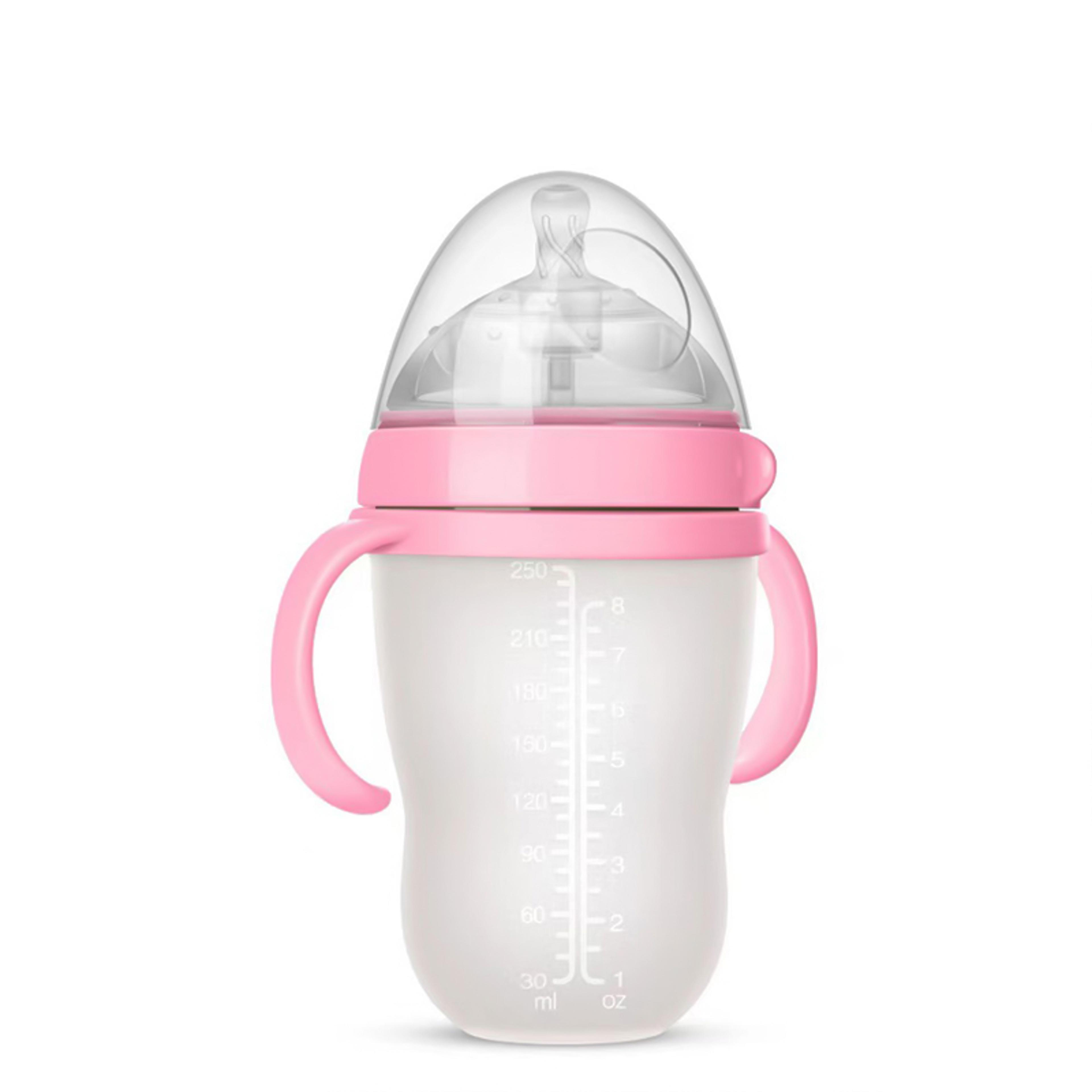 NanoSilicone Baby Bottle With Handle BreastmilkLike Design Soft Milk Pull Perfect For Sensitive Bab 9