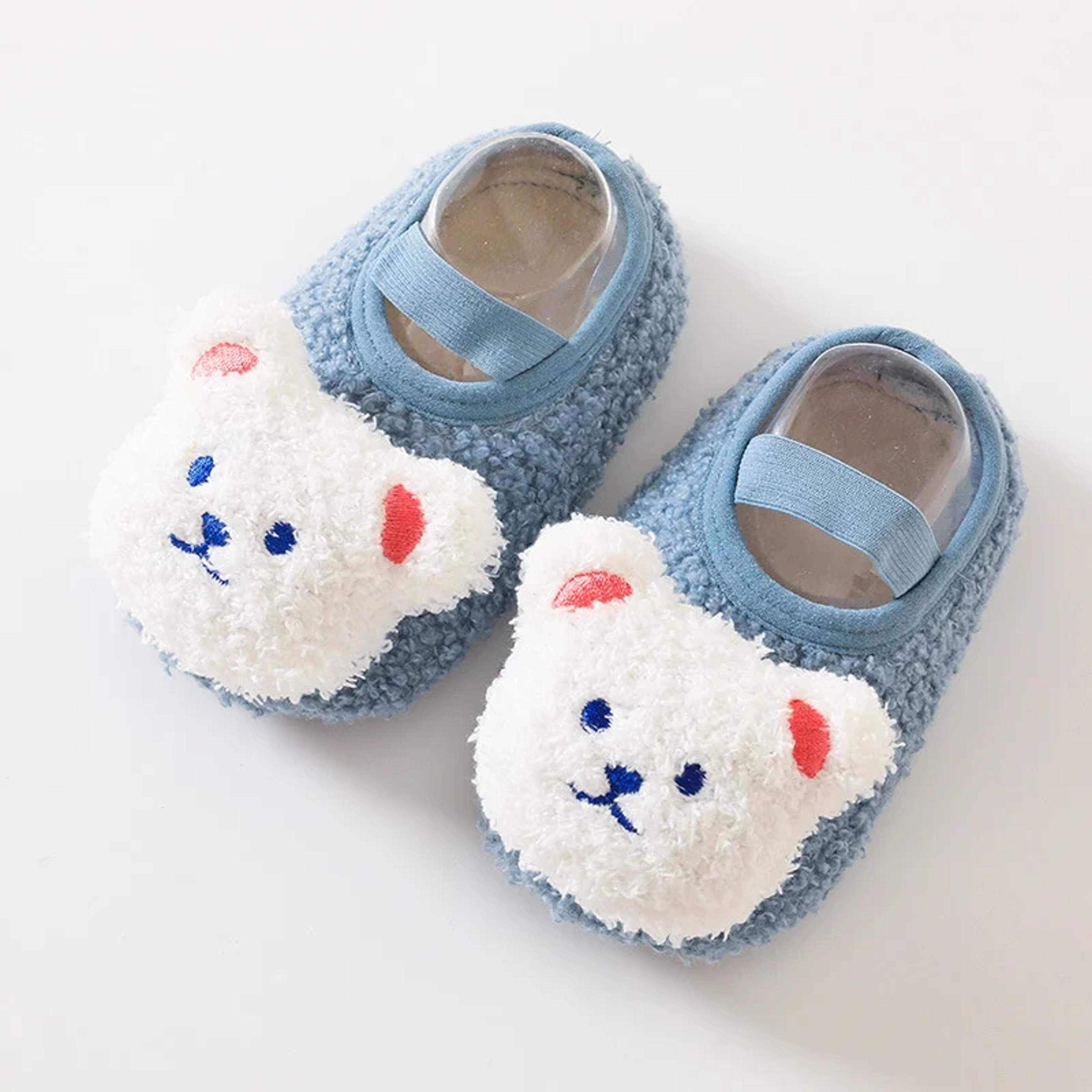 Newborn Cartoon Bear Shoes Plush Winter Soft Soled Infant Walkers 6