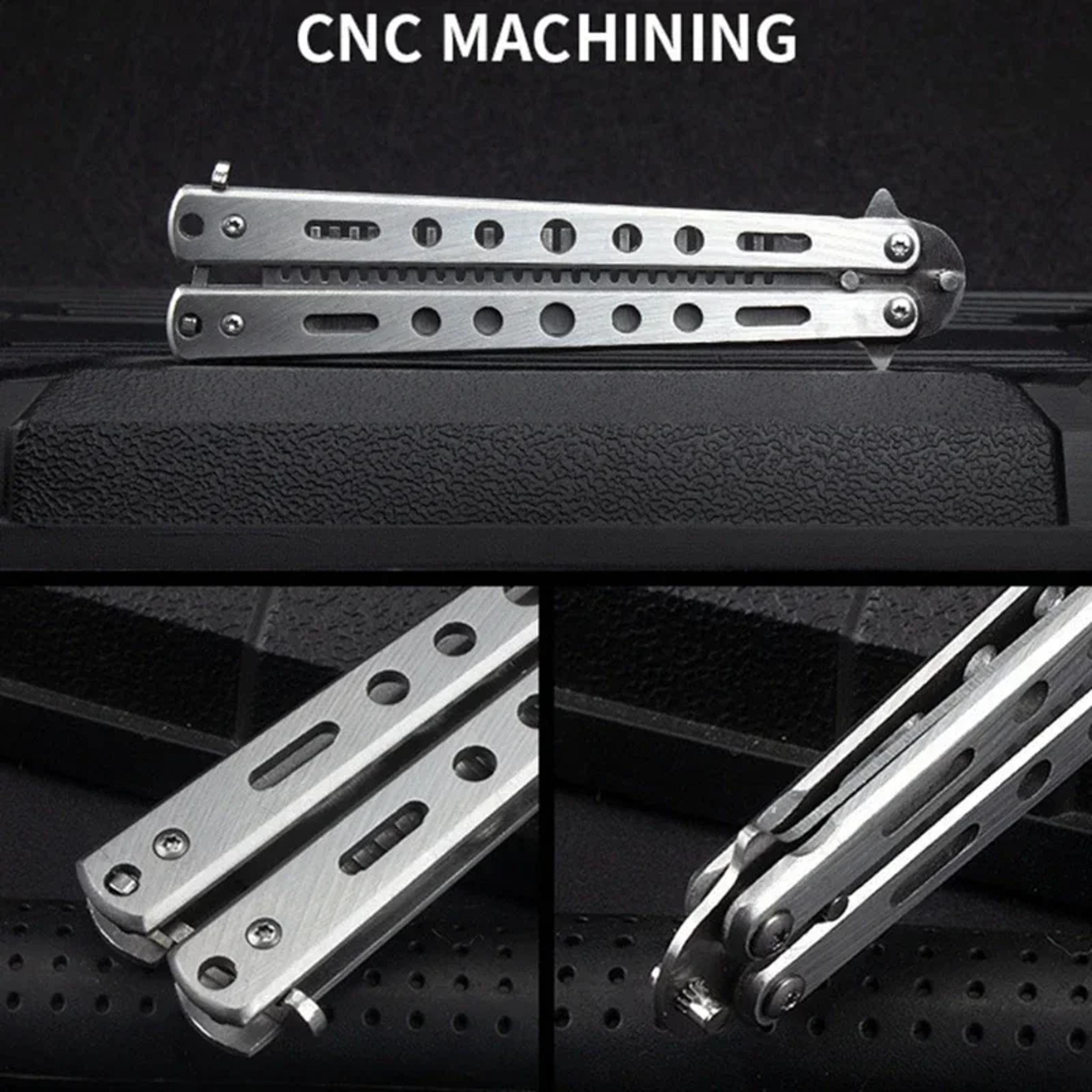 Stainless Steel Foldable Comb Butterfly Knife Training Comb Beard Moustache Brush Hair Styling Salo 2