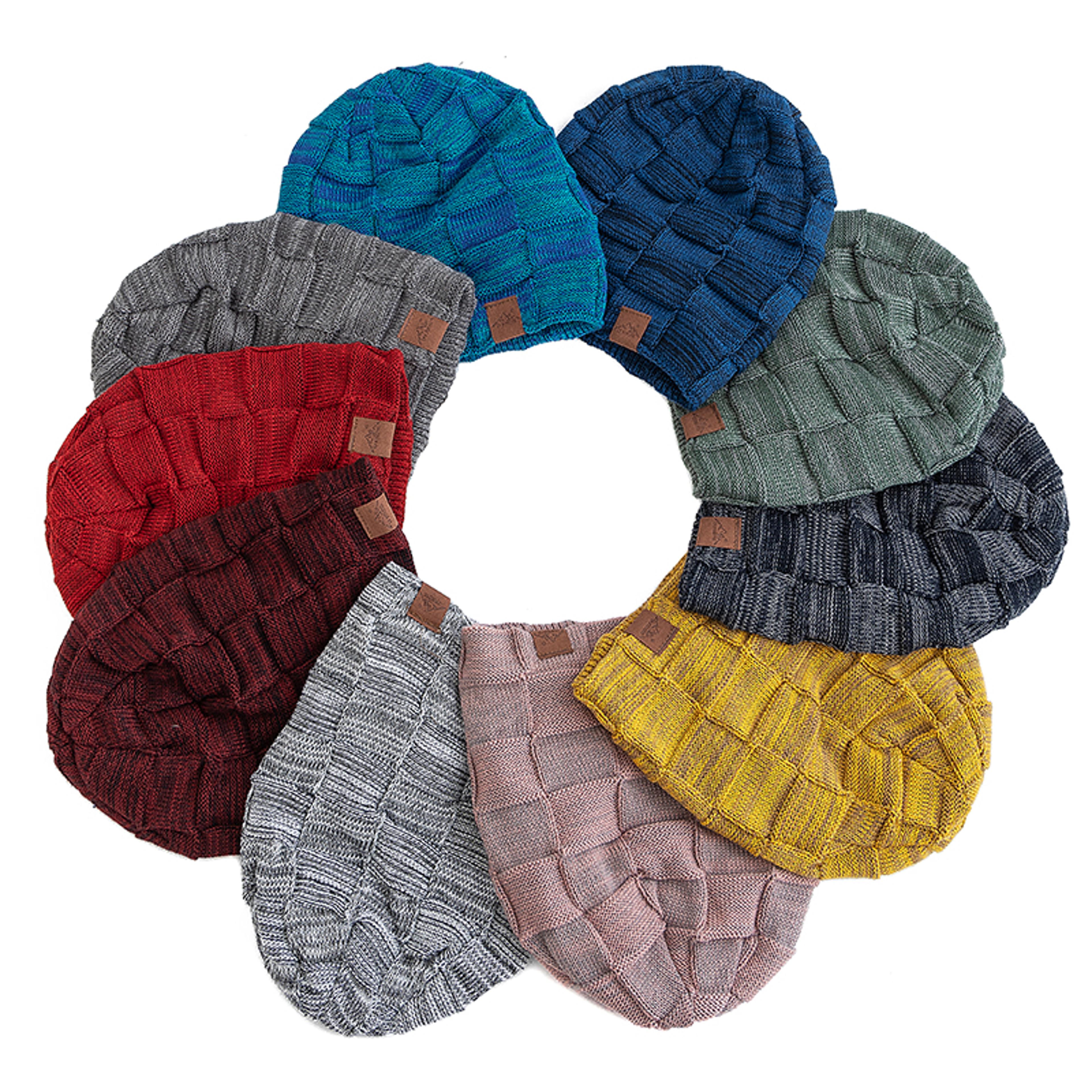 Fashion Female Winter Hats Hot Sale Slouchy Beanie Multicolor Mixing Design Knitted Warm Cap 4