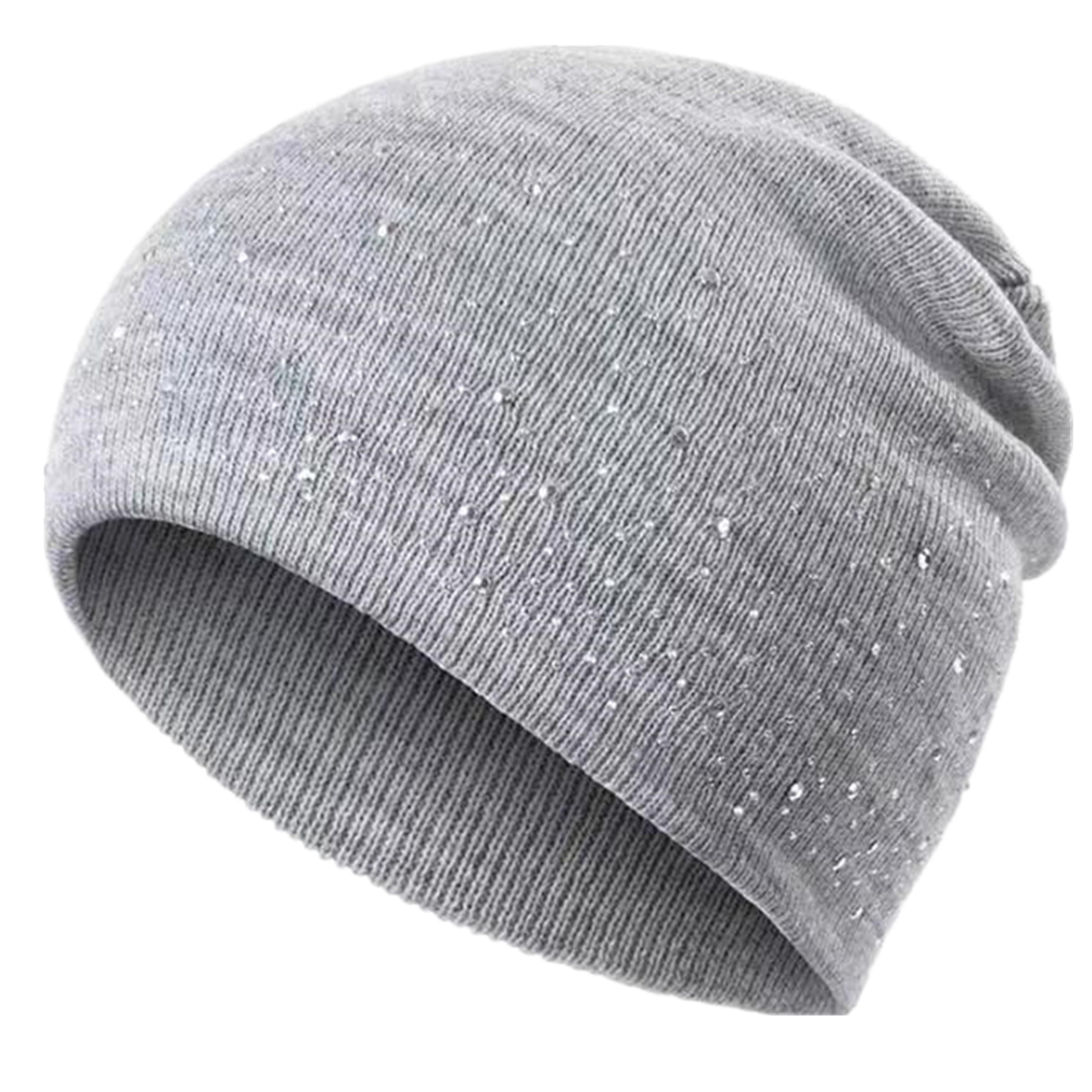 Fall Hat Stylish  Shiny Rhinestone Decor Women Casual Winter Outdoor Streetwear Knitted Beanie 4