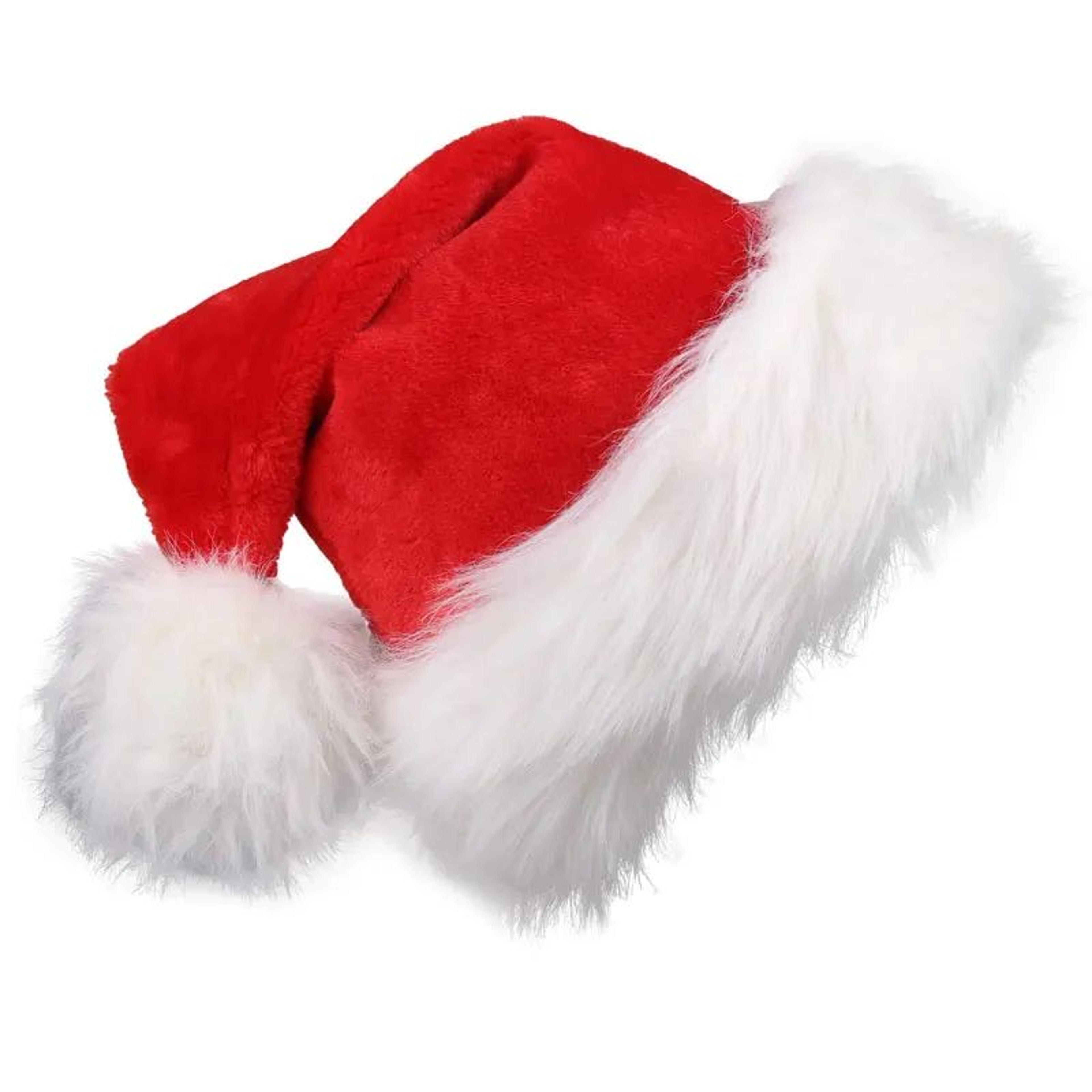 xmas long plush santa hat, holiday red christmas hat for adults and kids, unisex party supplies and festive gift idea