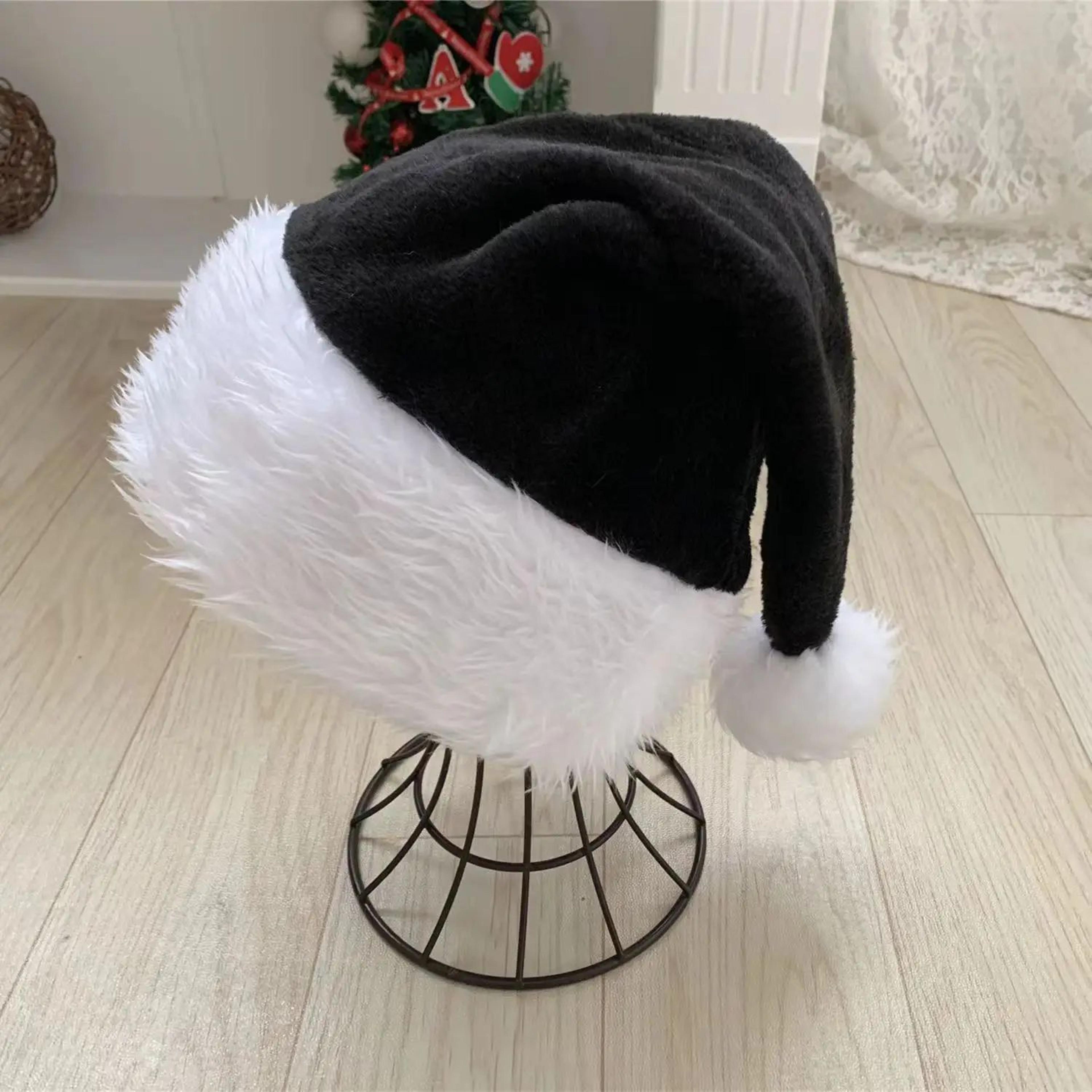 Pink Long Plush Santa Hat Christmas Holiday Red Black Hat Unisex Kids Adults New Year Party Accesso 5