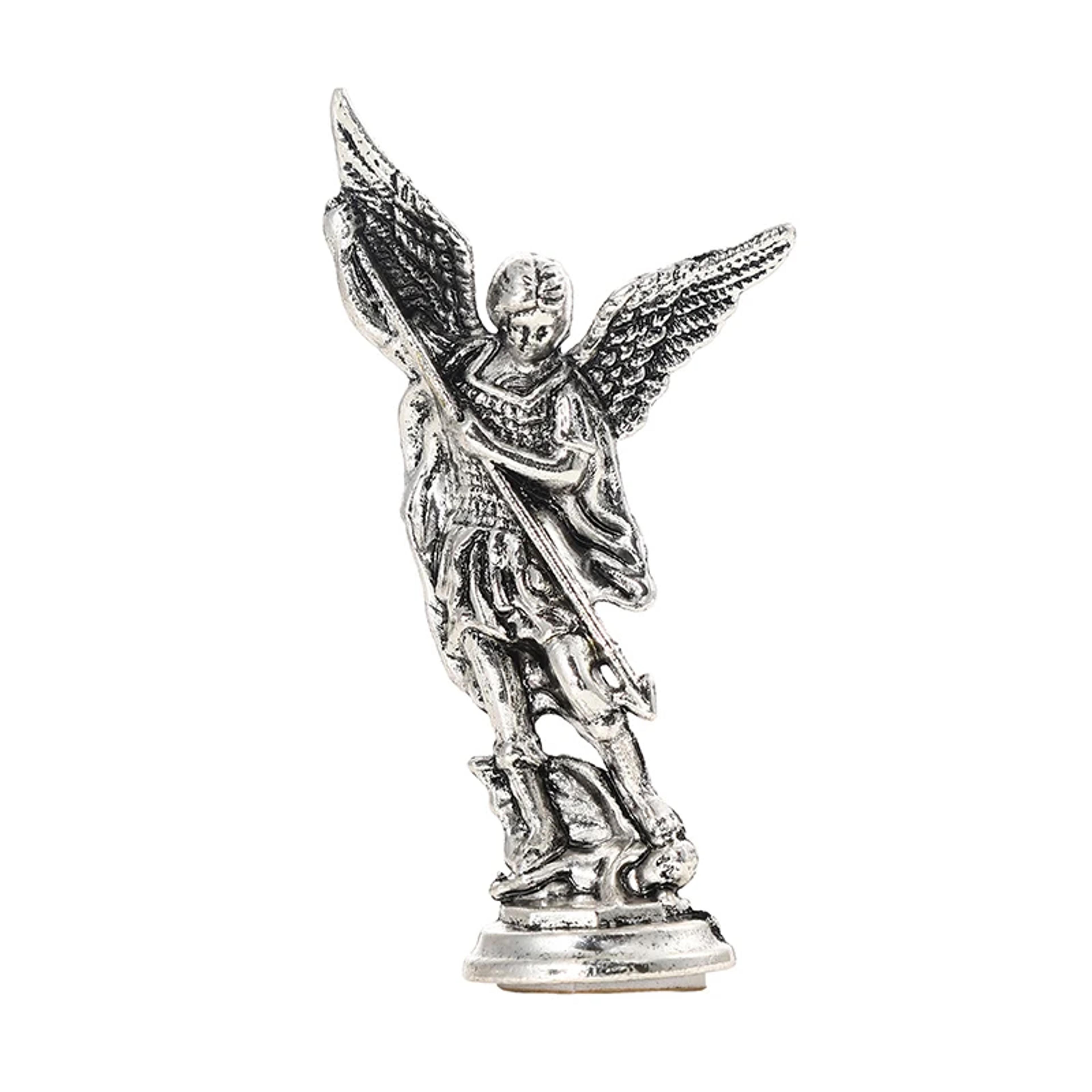 Zinc Alloy Crafts Christian Saint Michael Figurine Tabletop Desktop Archangel Defeating Satan Guard 6