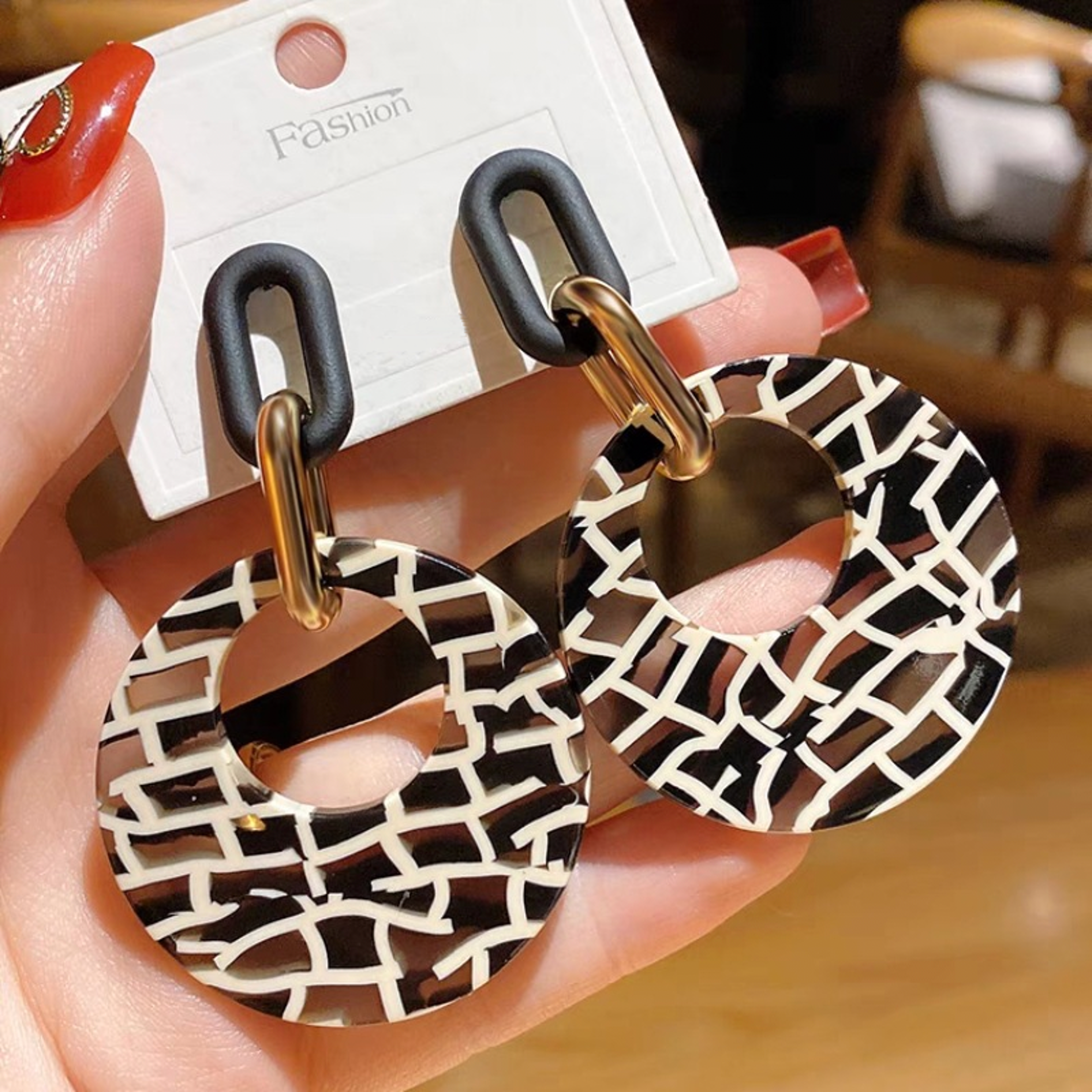 Geometric Leopard Print Circle Earrings Temperament Exaggerated Versatile Earrings Leopard Advanced 4
