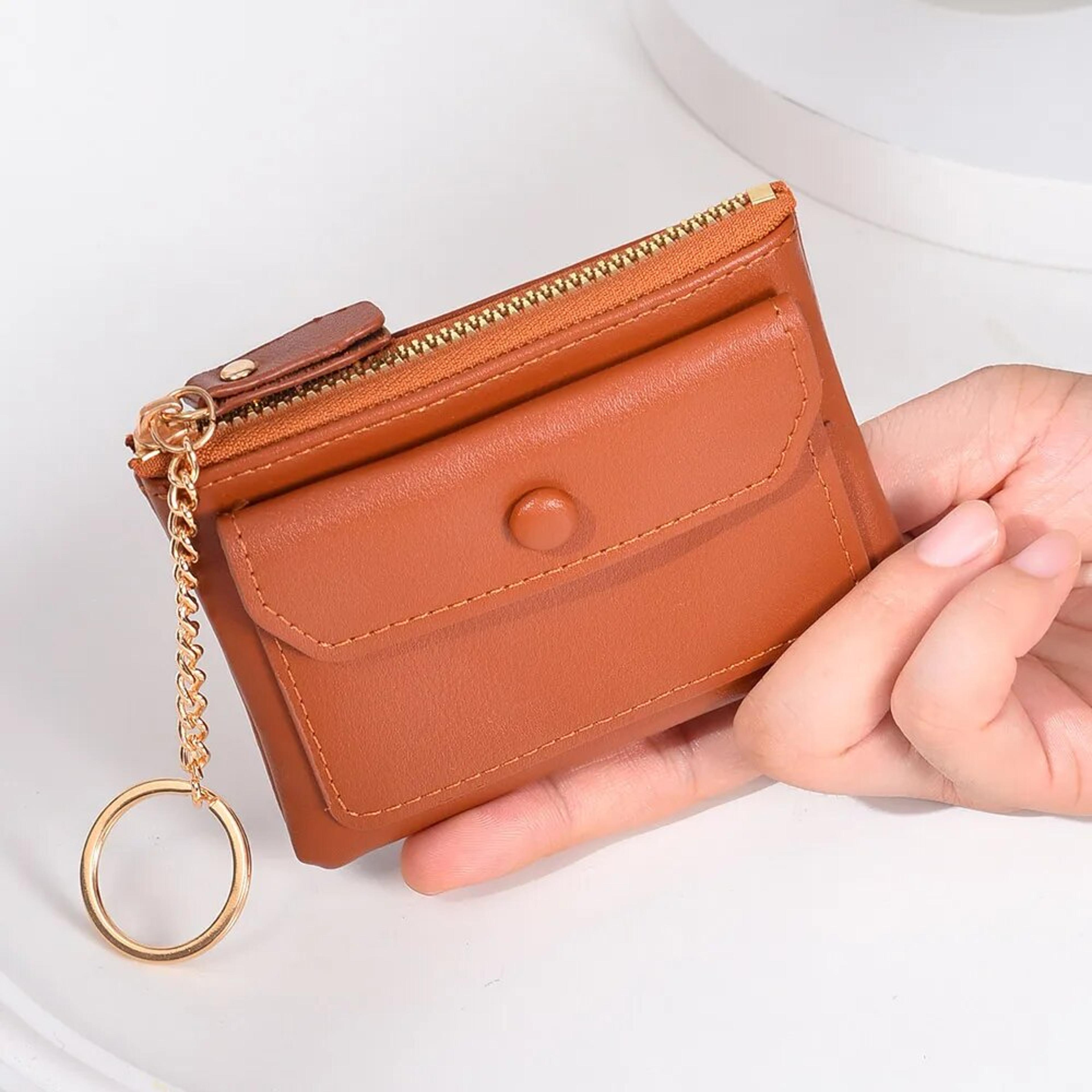Leather Mini Short Wallet New Fashion Womens Zipper Coin Wallet Credit Card Keychain Wallet 0