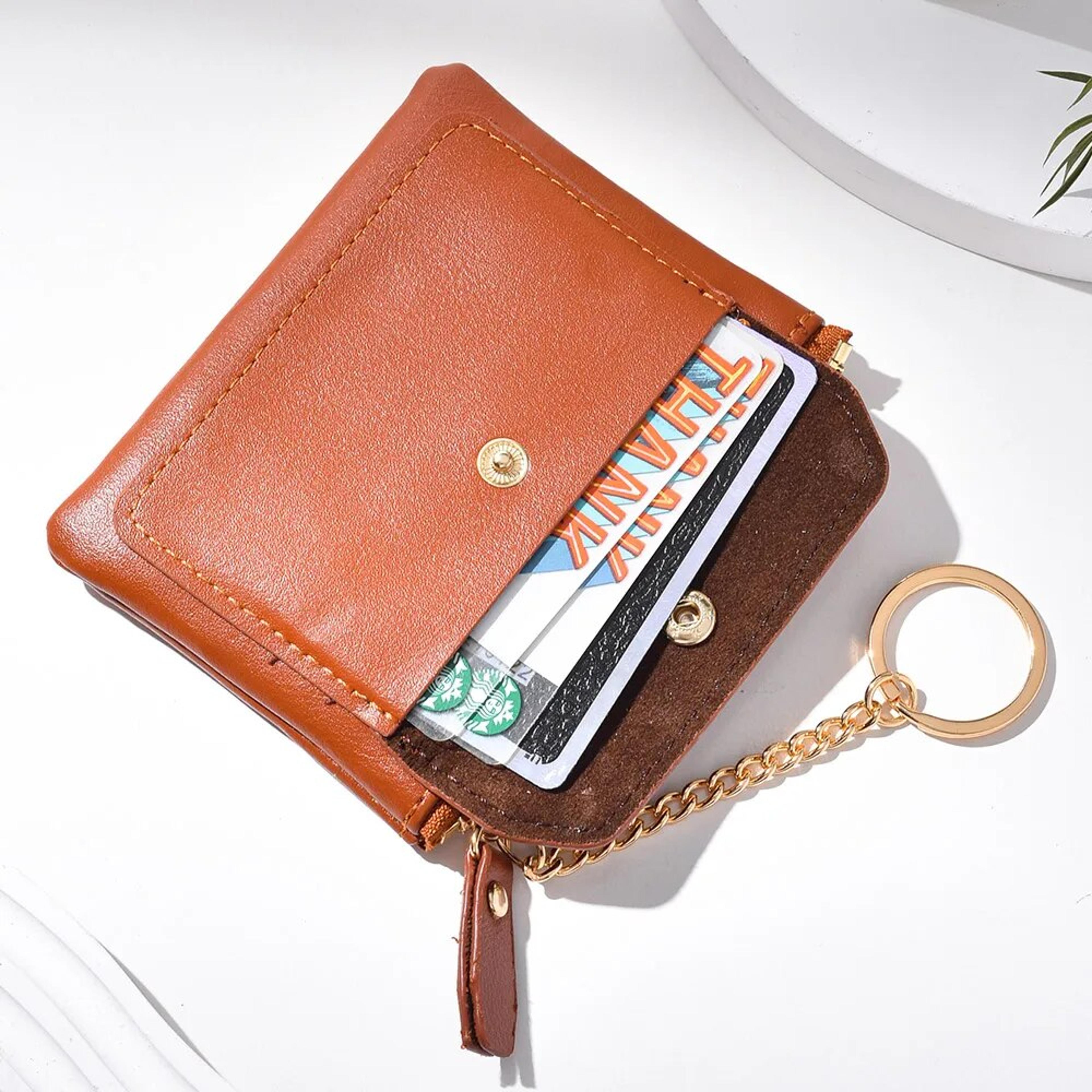 Leather Mini Short Wallet New Fashion Womens Zipper Coin Wallet Credit Card Keychain Wallet 2