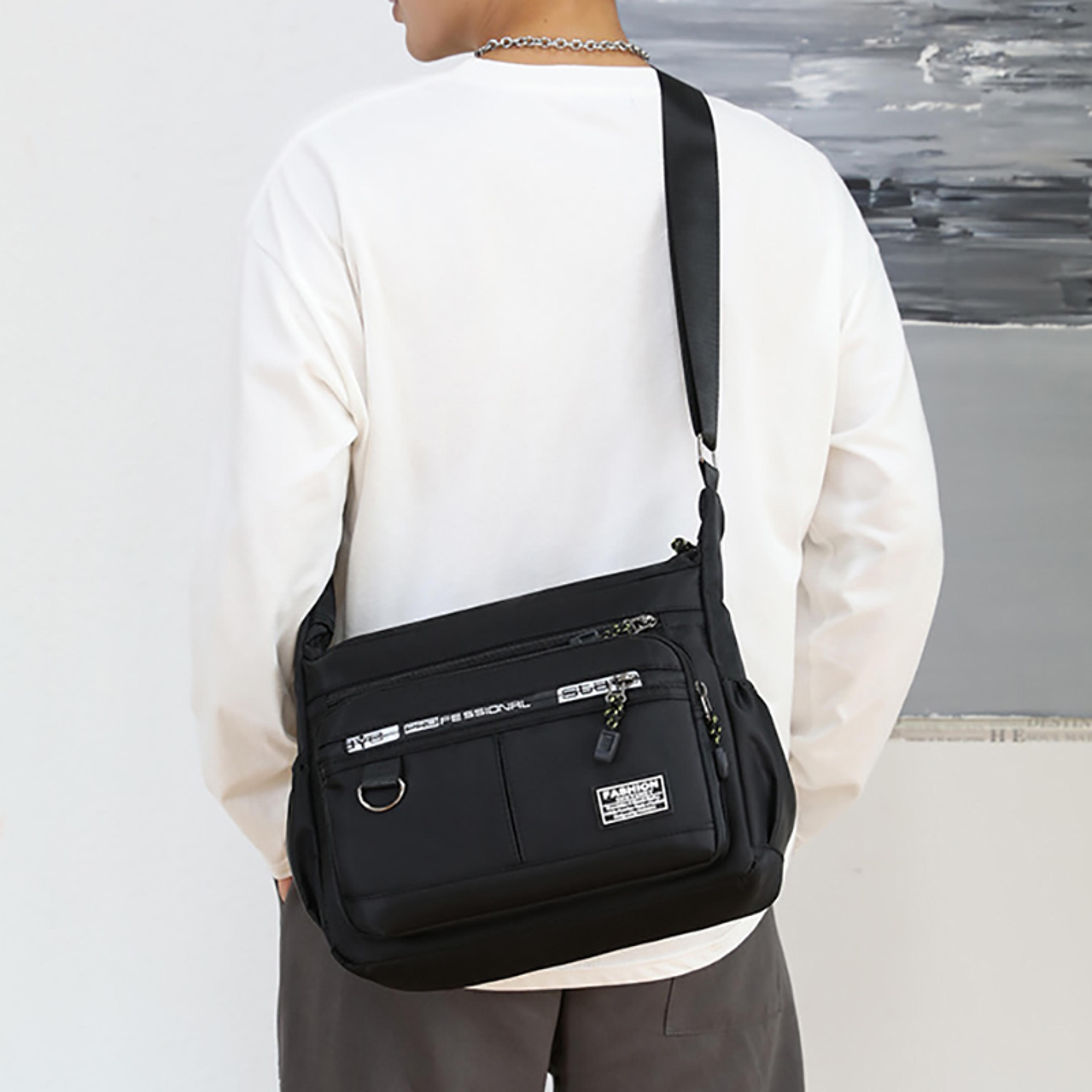 Design Oxford Shoulder Bag Large Capacity Mens Casual Multilayer Pocket Fashion Single Shoulder Cro 1