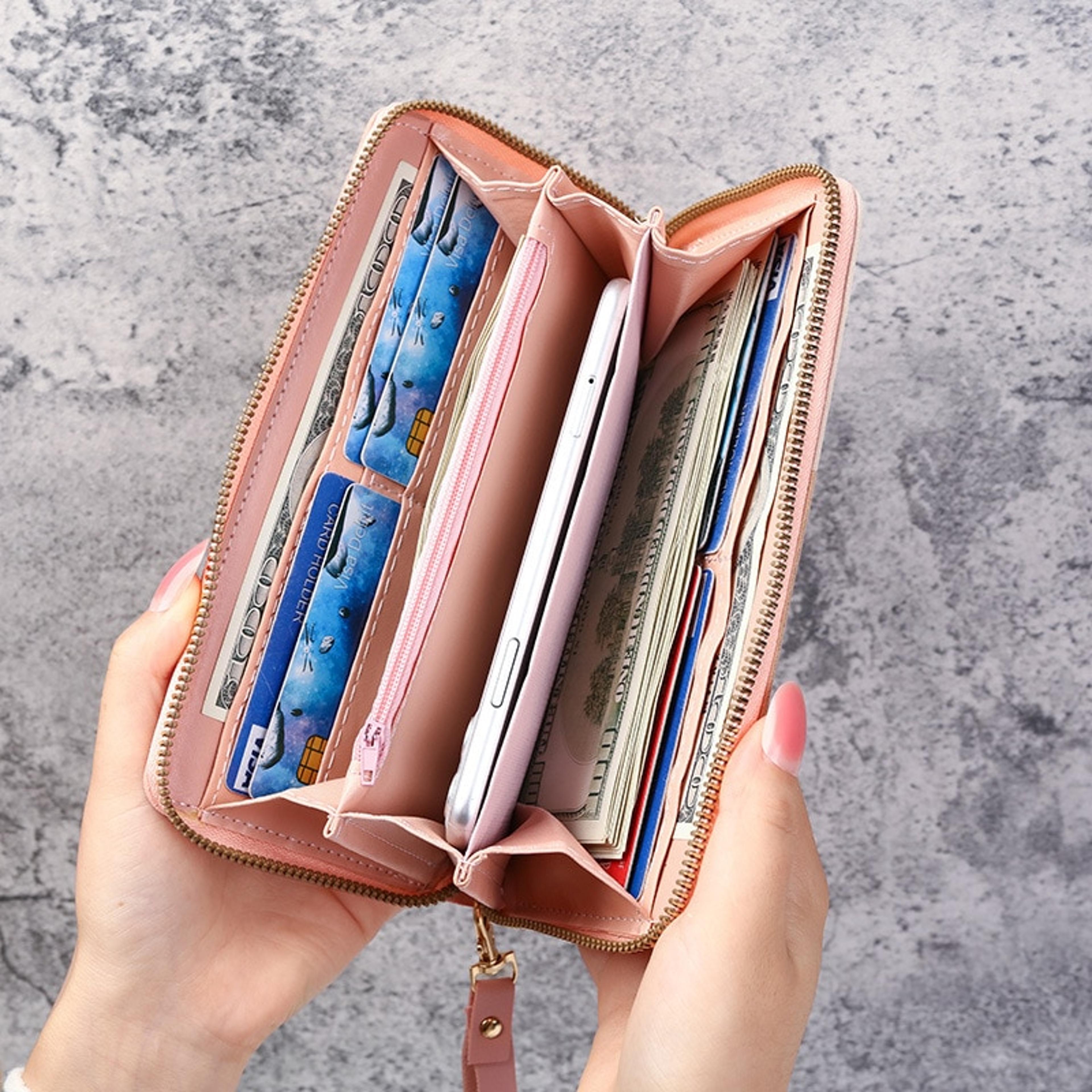 Fashion Zipper Wallets Womens Long Purses Handbags Coin Purse Cards Holder PU Leather Billfold Wall 2