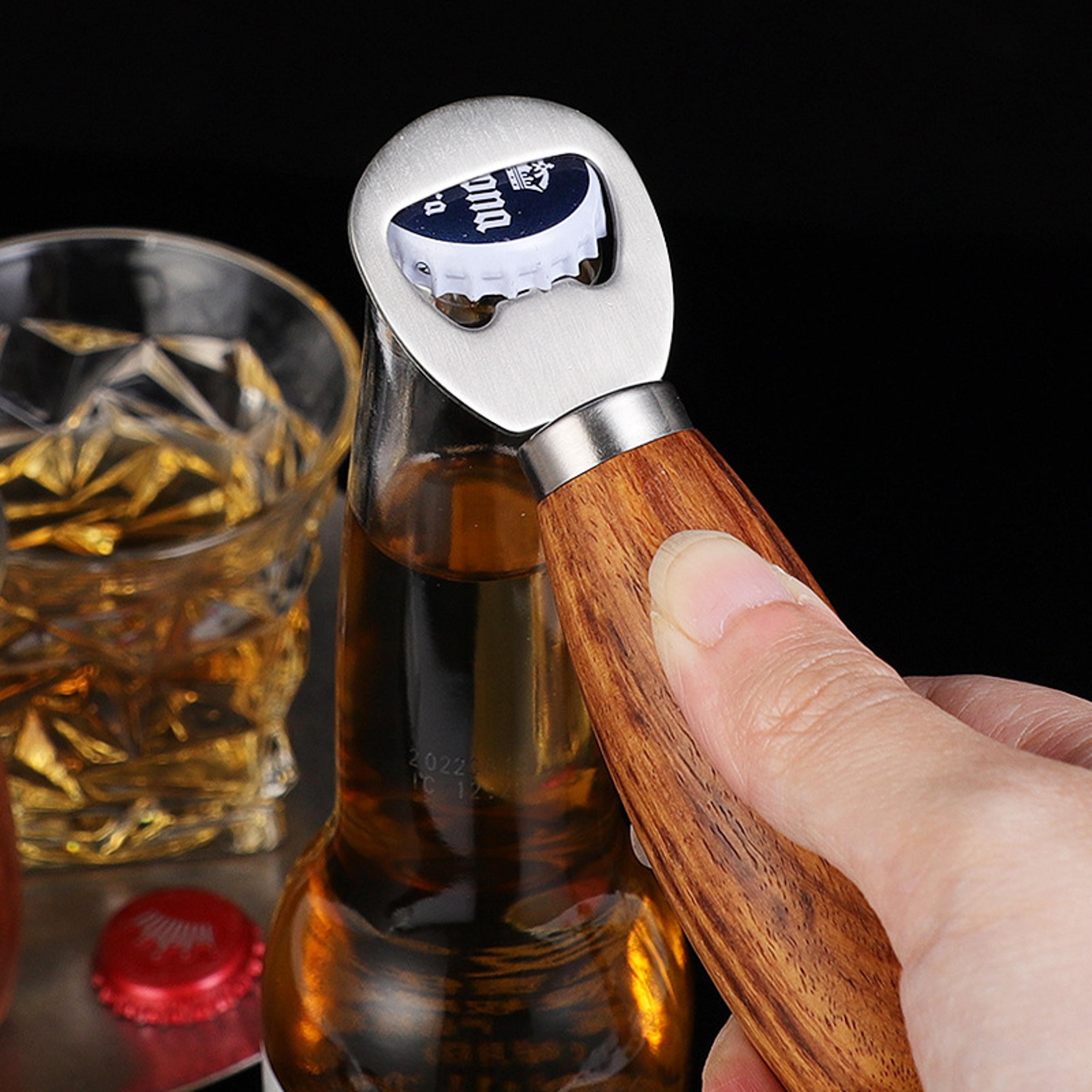 Cider Bottle Opener Rosewood Handle Stainless Steel Beer Bottle Opener Pop Soda Bottle Opener For H 3
