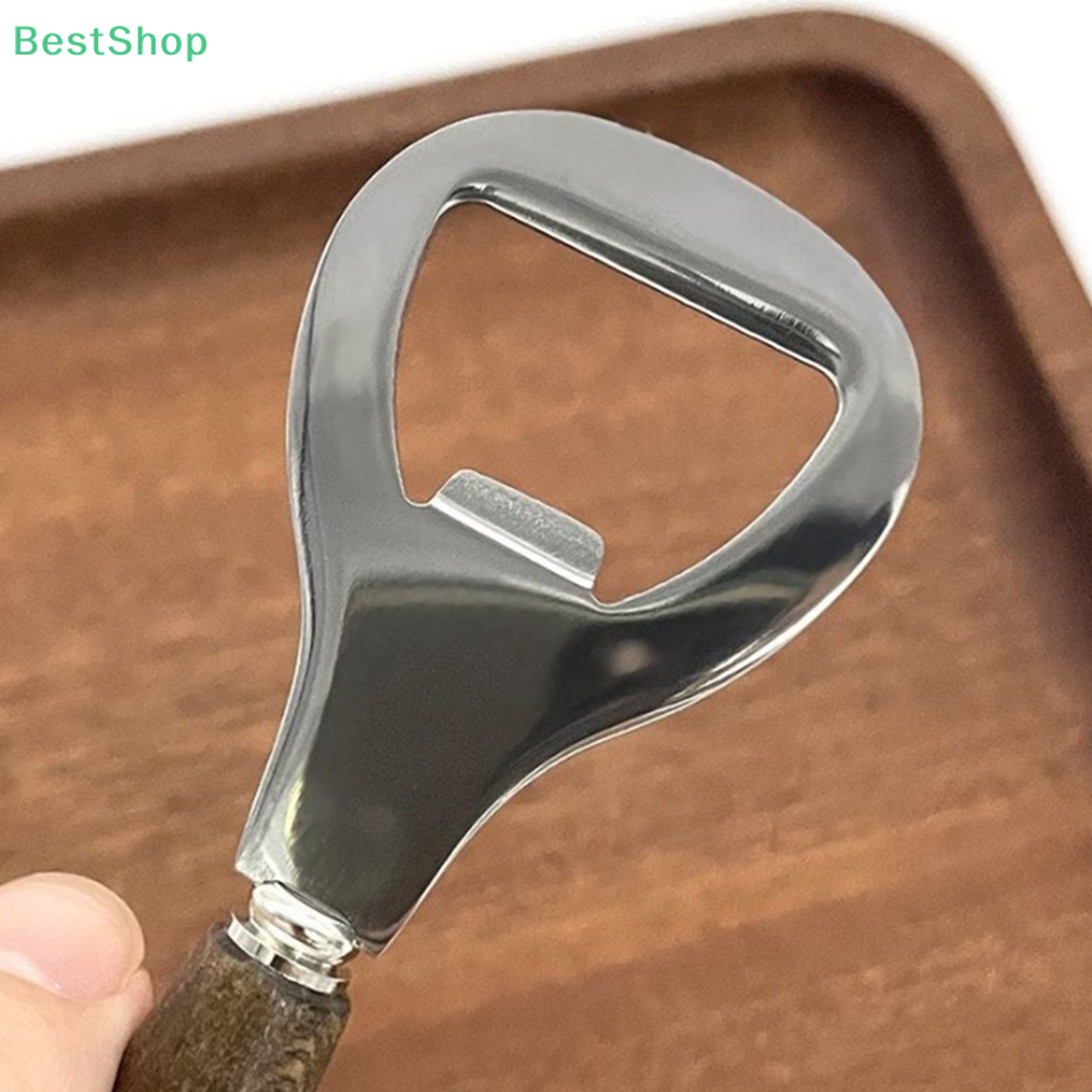 Beer And Soda Drink Opener Wooden Handle Stainless Steel Bottle Opener 2