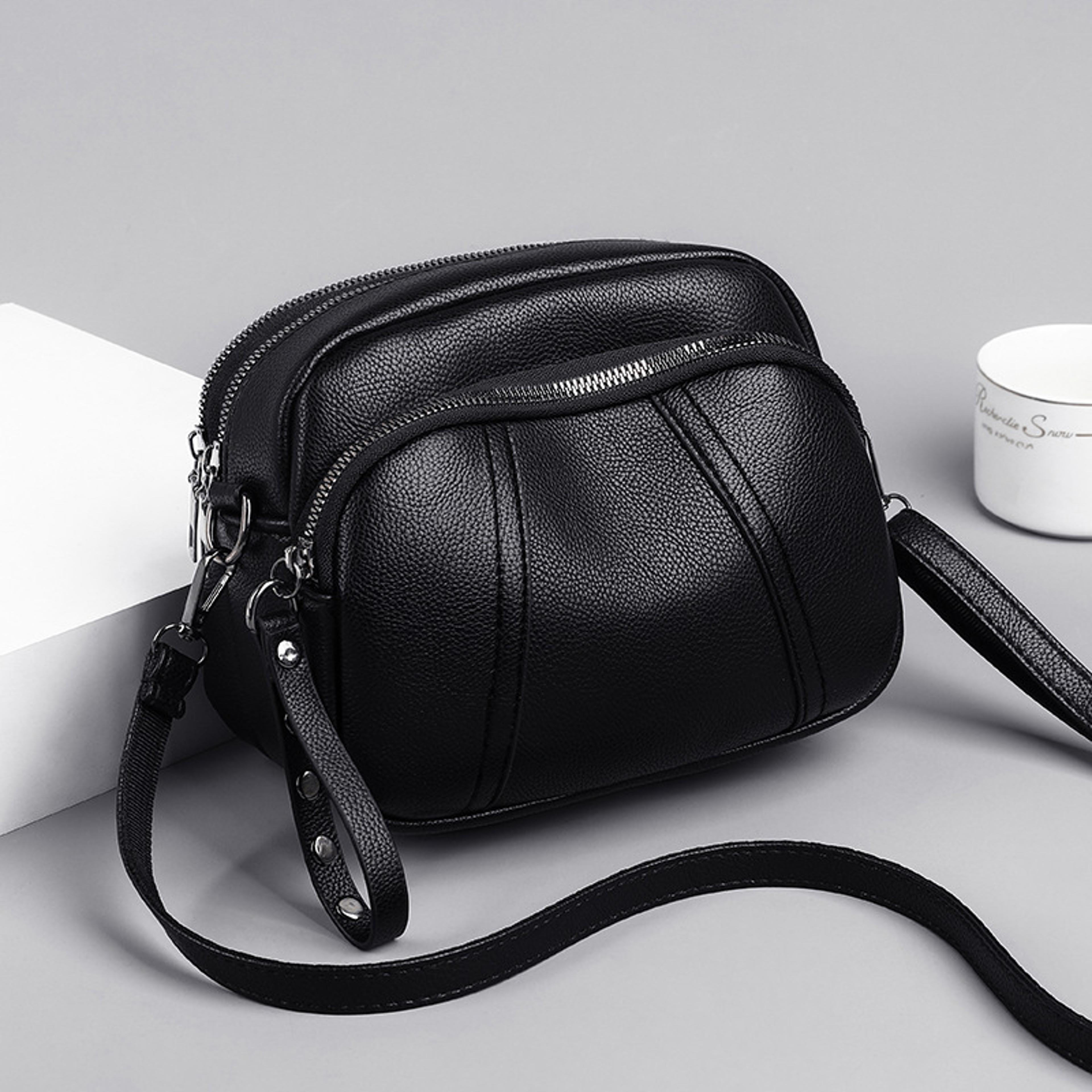Womens Mobile Phone Bag With Rivet Zipper And Simple Soft Leather Shoulder Crossbody Small Square B 9