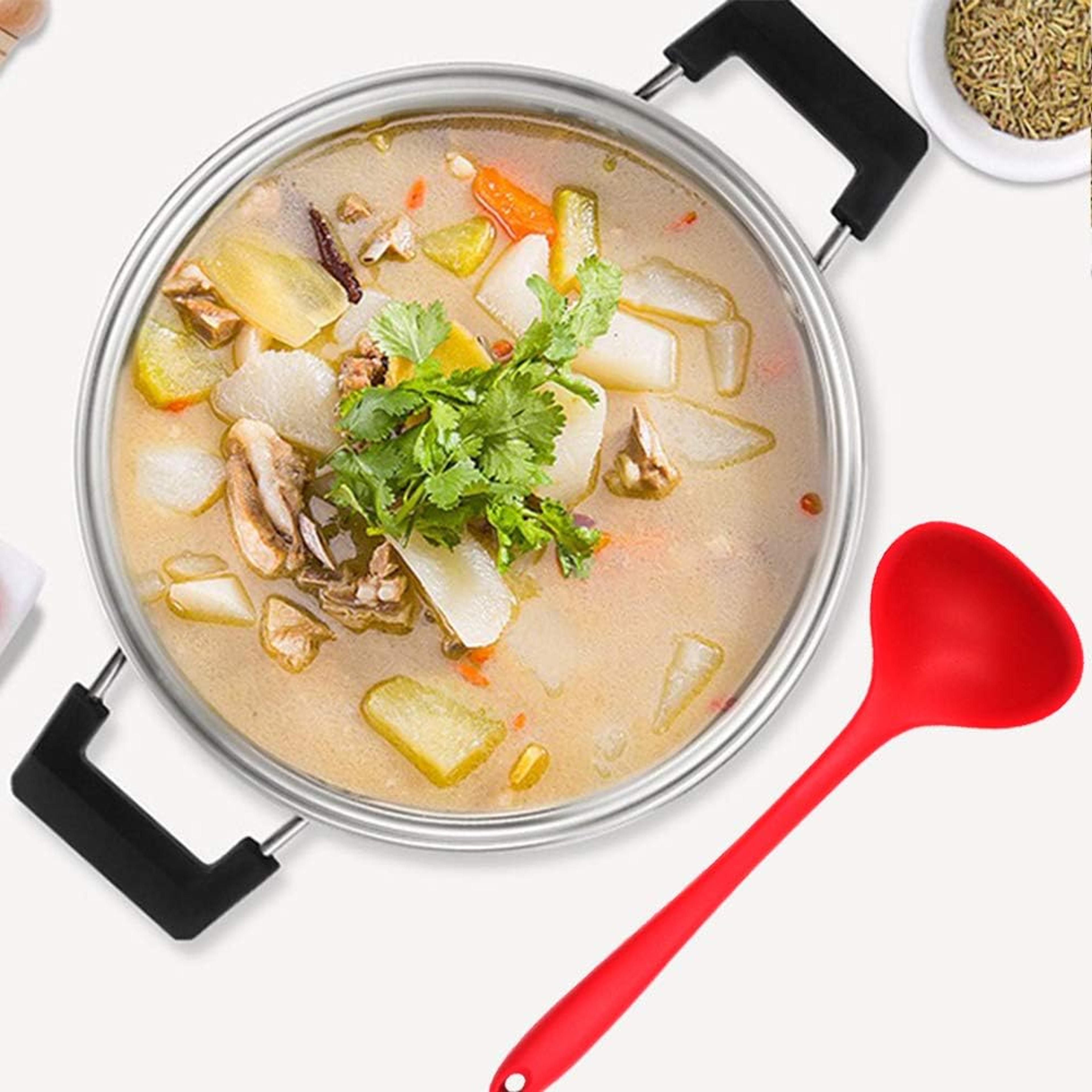 Heat Resistant Large Soup Ladle Silicone Ladles Soup Spoons Nonstick Long Handle For Home Kitchen C 3