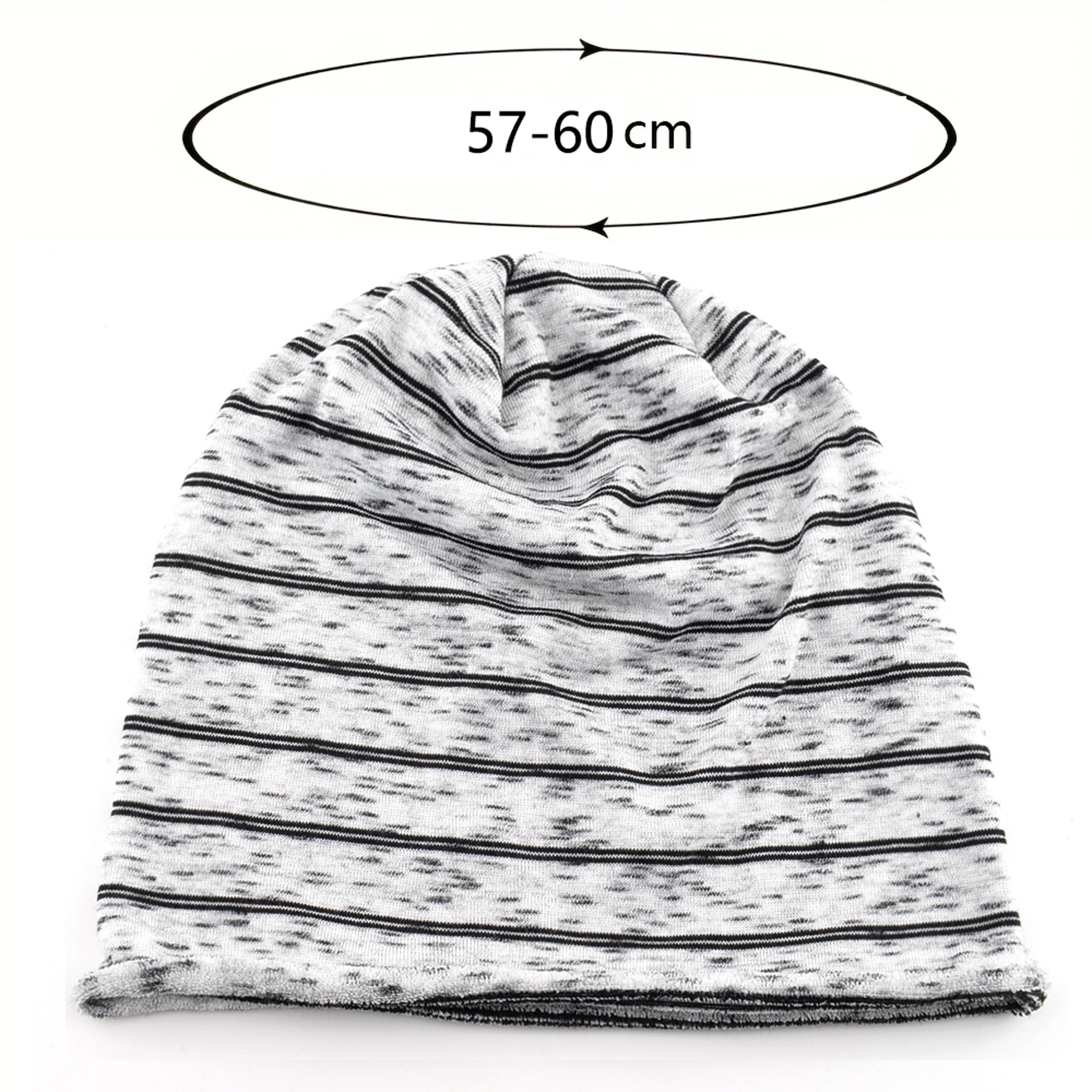 Highly Elastic Striped Slouch Beanie Hat Single Layer Knitted For Men Women Large Head Size Chemo B