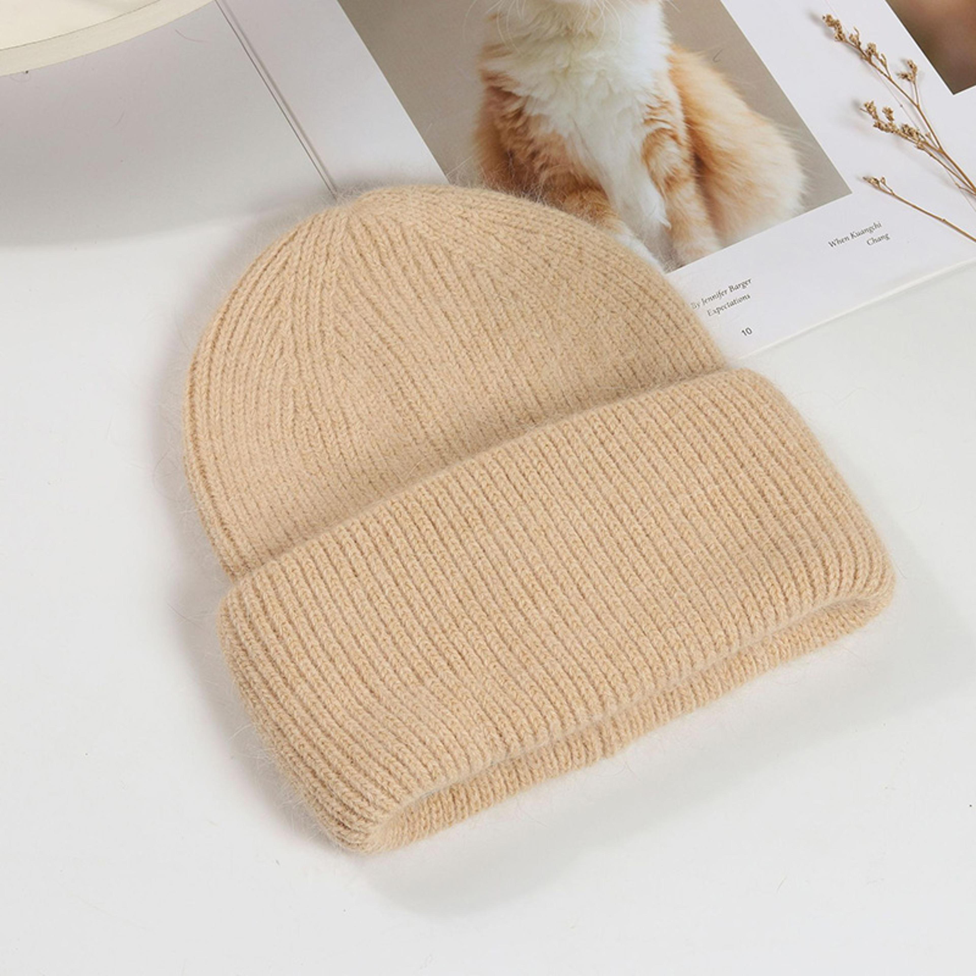 Real Rabbit Fur Winter Hat Fashion Women Beanie Warm Solid CoverWomen Solid Adult Cover Head Cap 10
