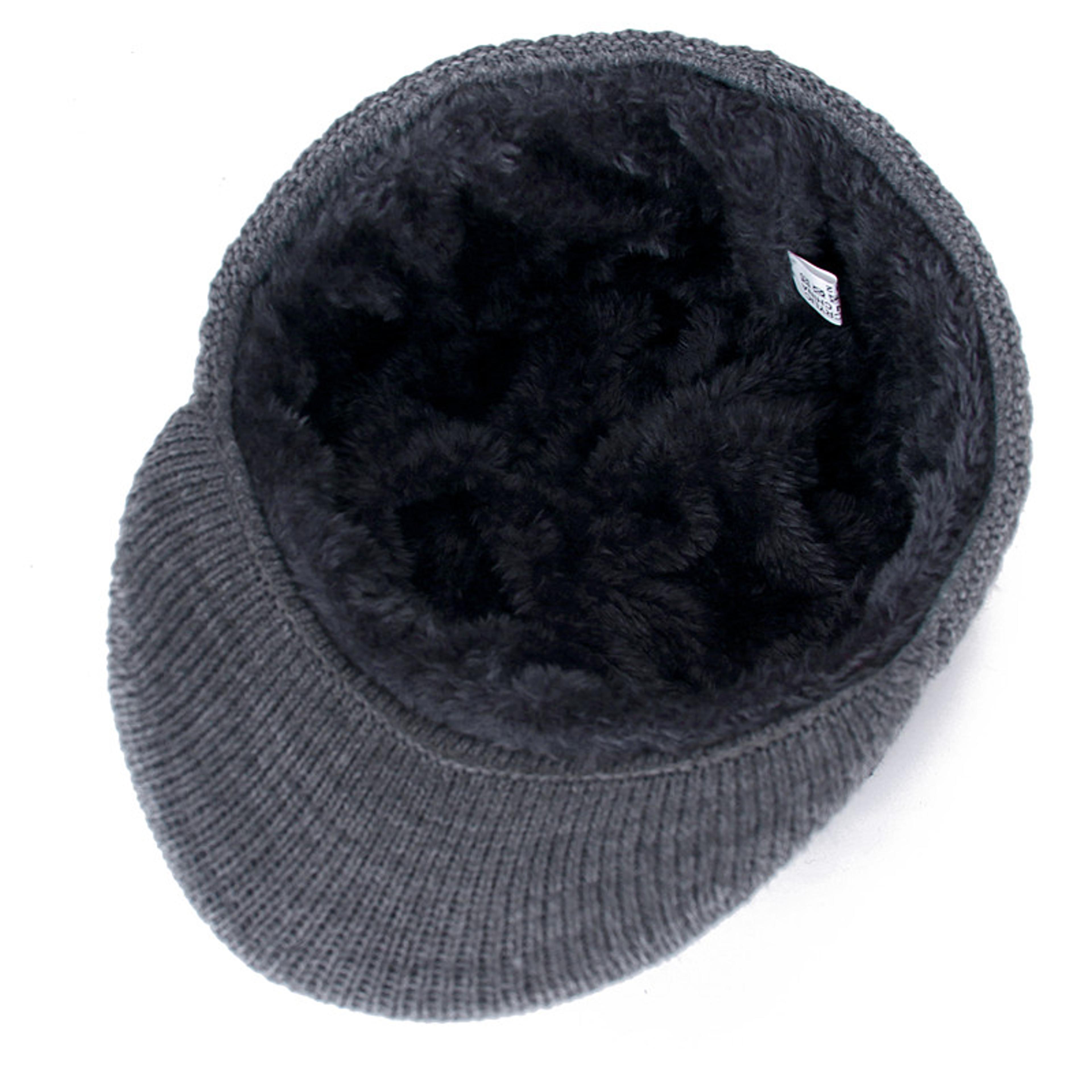 Thick Knitted Winter Hat For Men And Women Fur Lined Beanie With Brim Hats For Men Women Knitted Ha 3