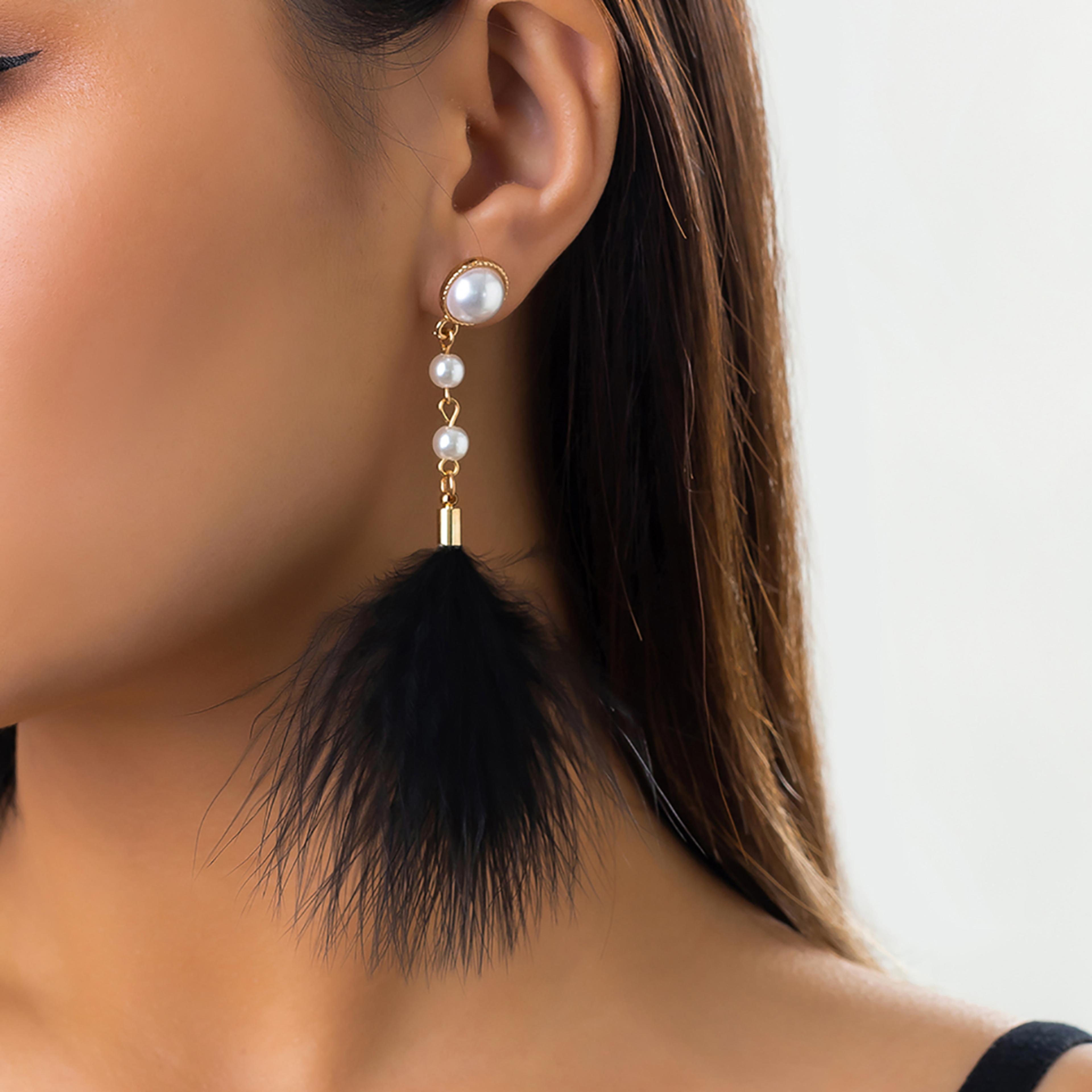 Trend Party Jewelry Gift Tassel Drop Earrings For Women Fashion Imitation Pearl Earrings Salircon B 2