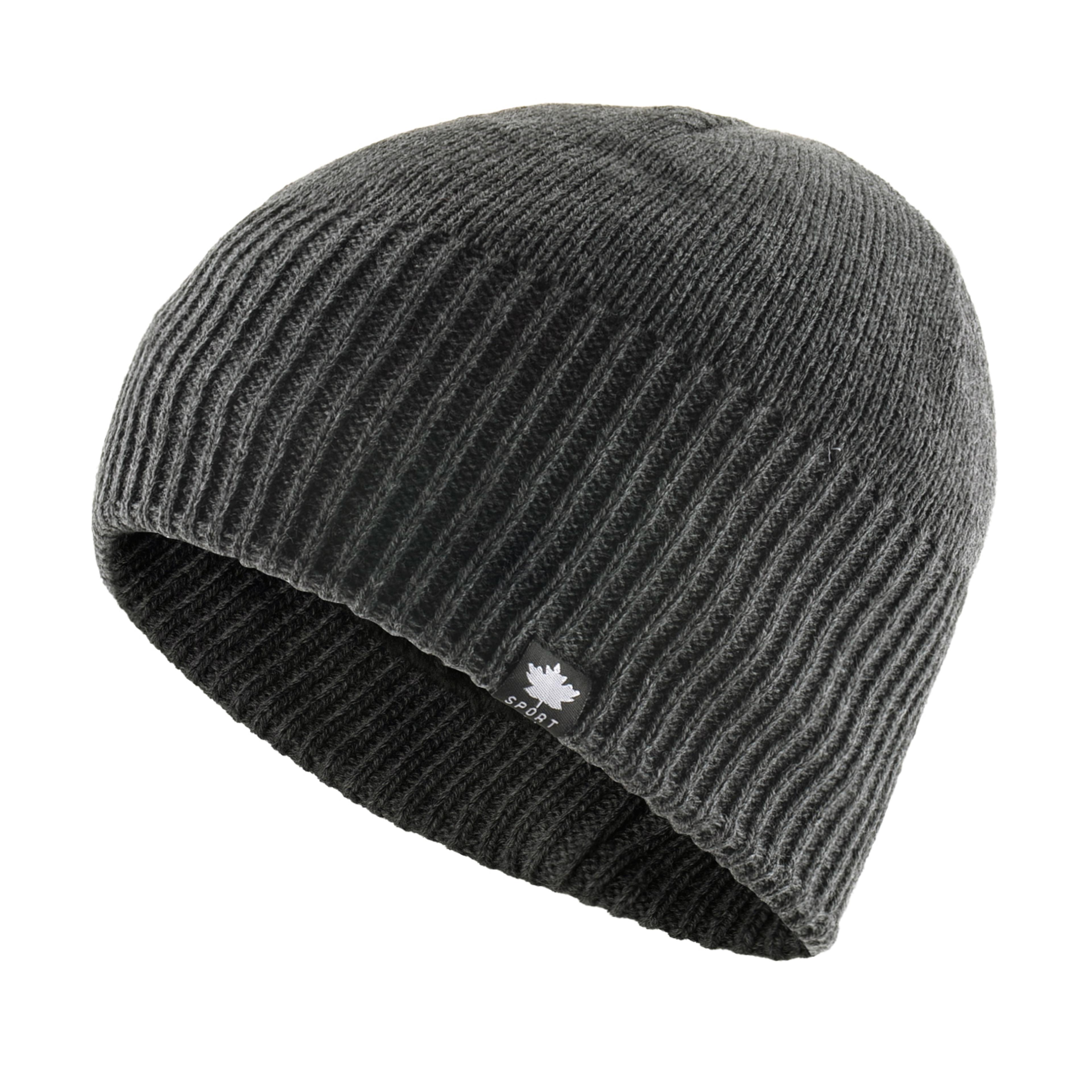 Maple Leaf Logo Mens Winter Beanie Hat Double Layer Velvet Lined Skullies Cap For Cold Weather Thic 0