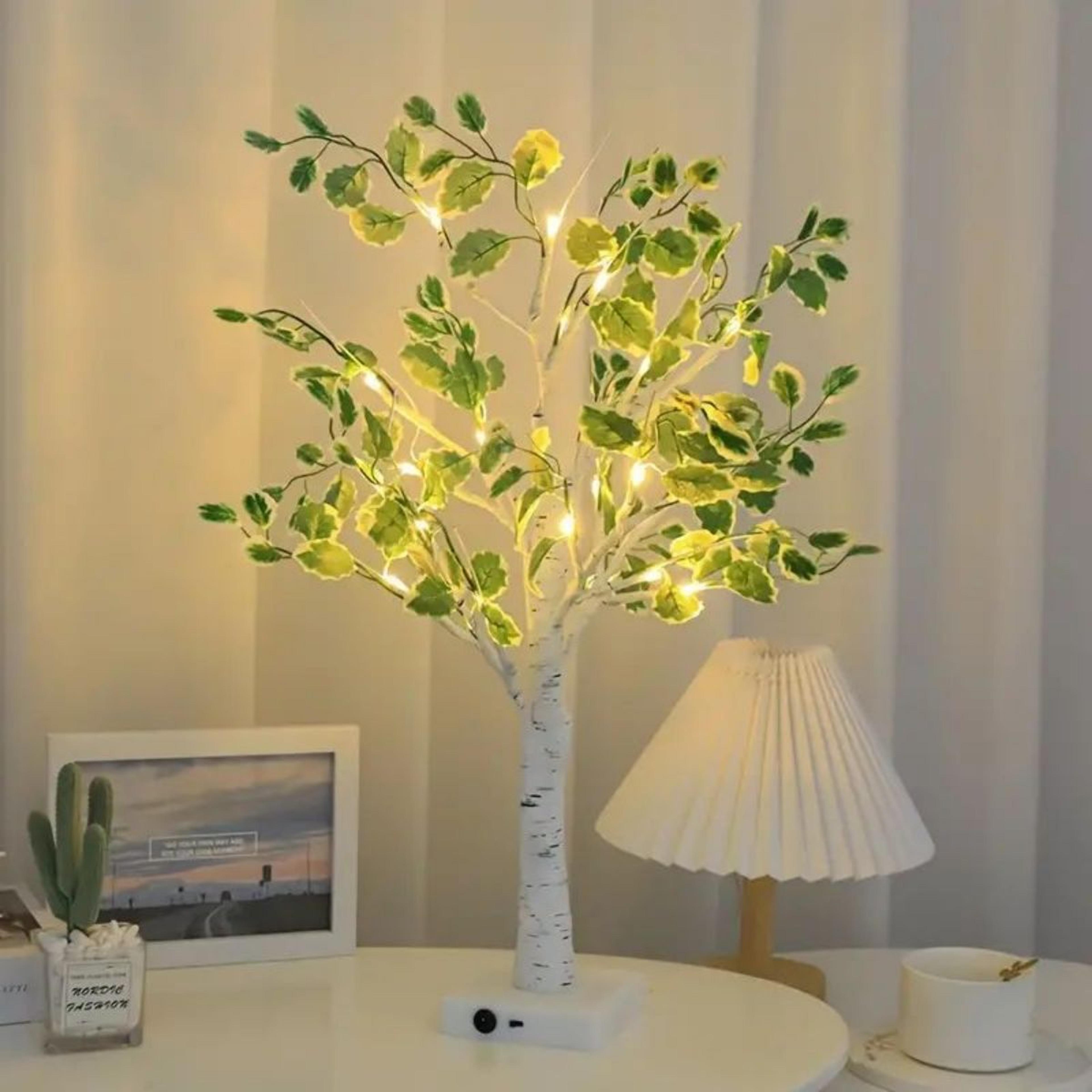 Christmas Decoration LED Green Leaf Artificial Birch Light Battery Operated Holiday Lights 4