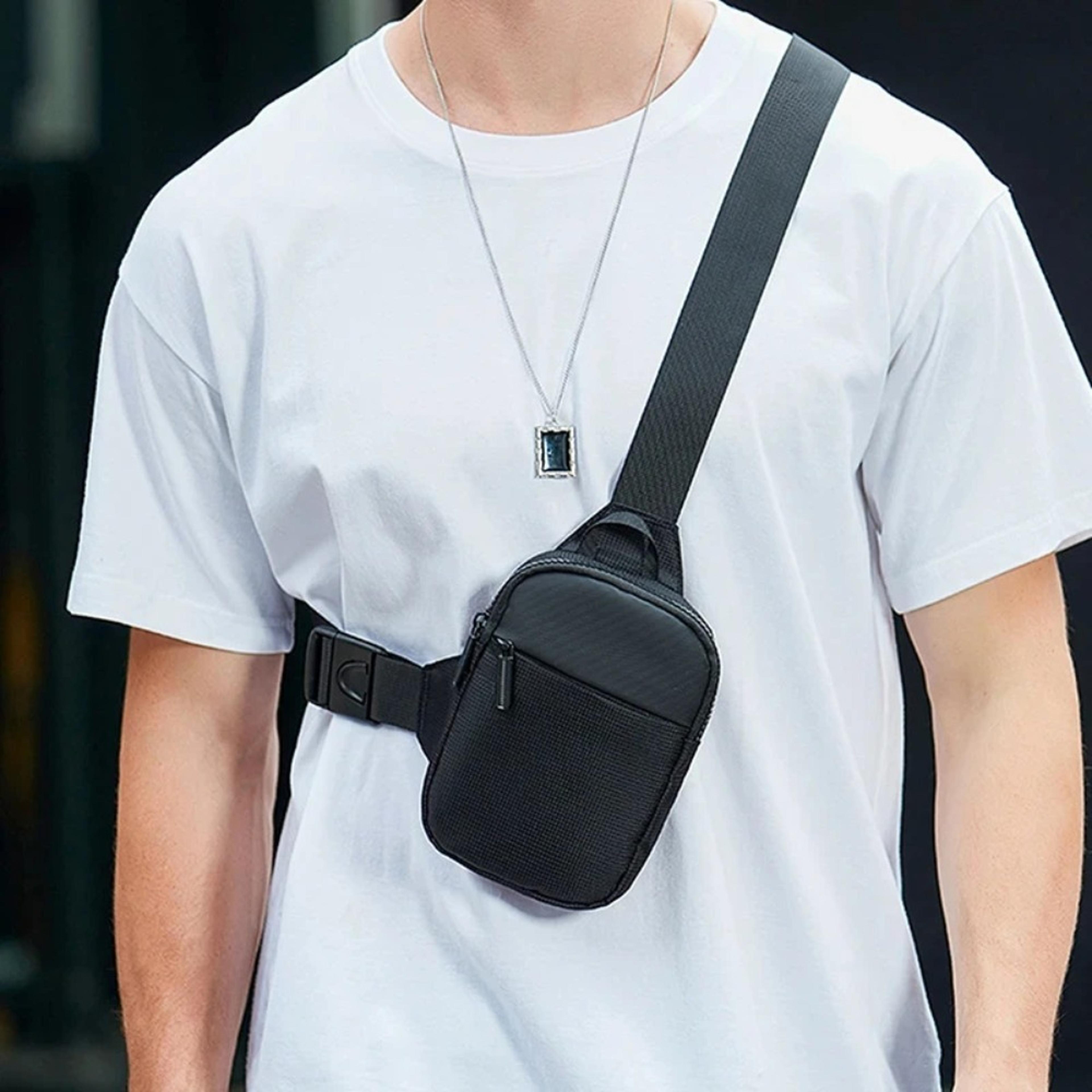 casual sling shoulder crossbody pack, nylon waterproof travel phone bags, mini chest bag for men women outdoor running