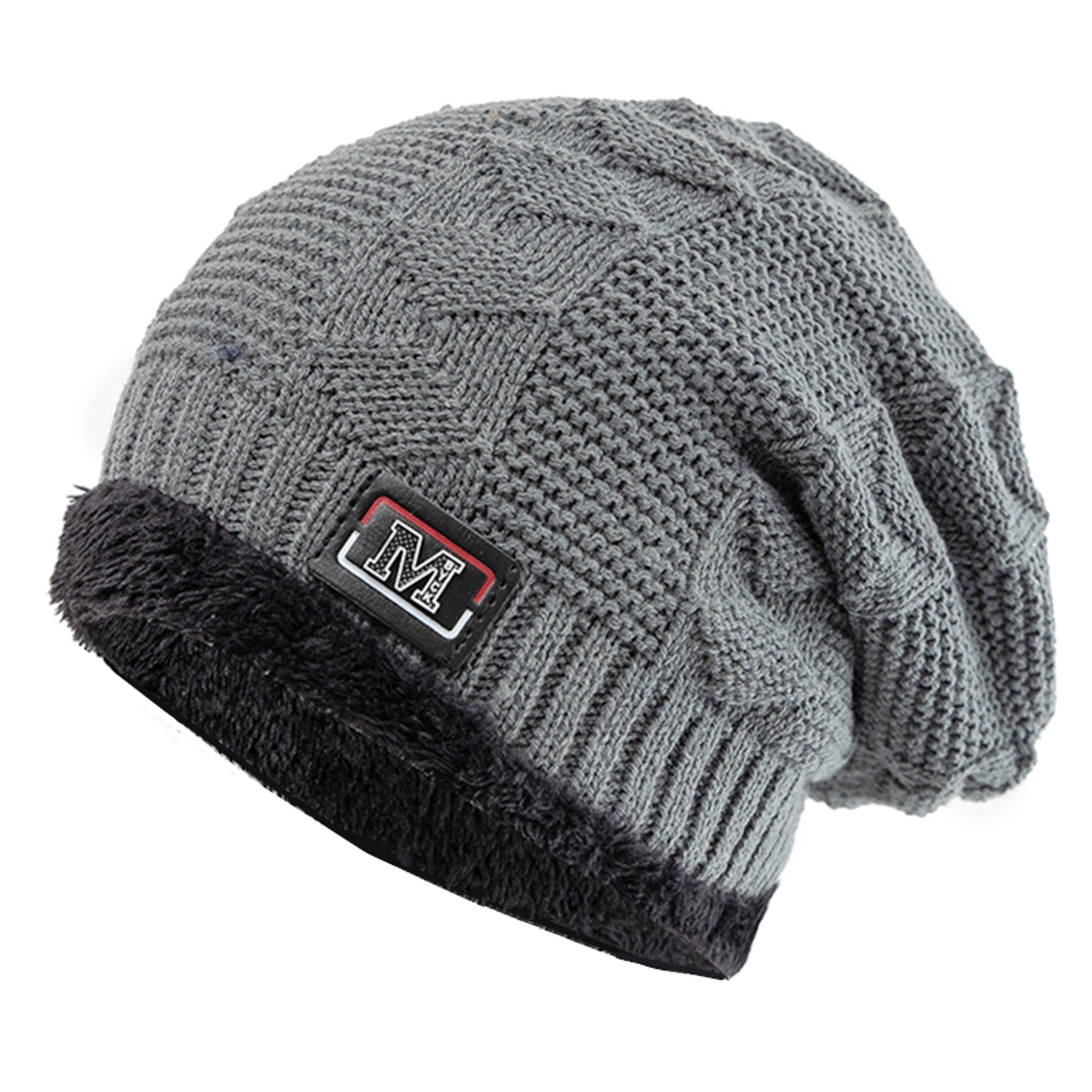 Fashion Letter Label Knitted Hats New Unisex Warm Winter Hat Lined Thick Ski Beanie For Men Women A 6