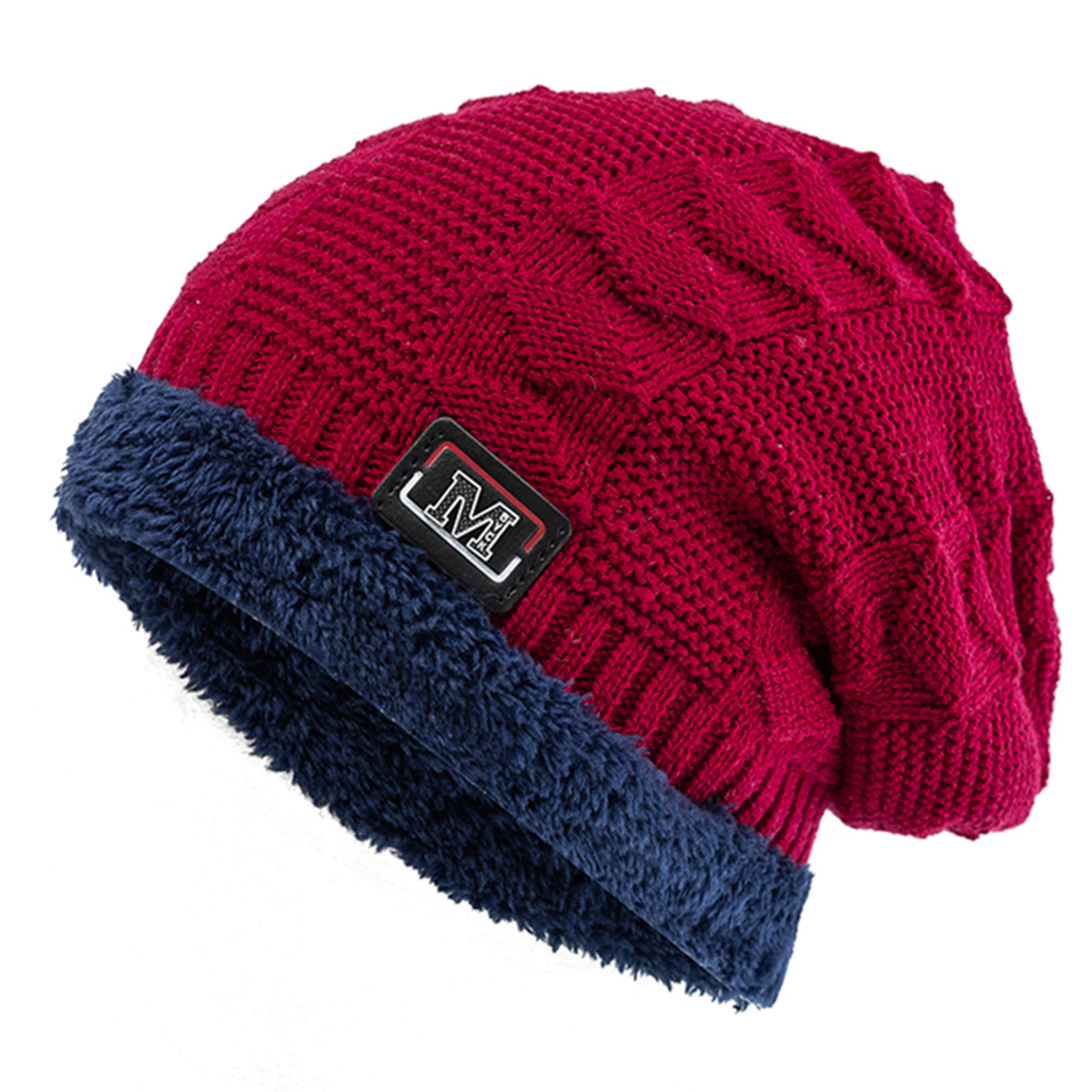 Fashion Letter Label Knitted Hats New Unisex Warm Winter Hat Lined Thick Ski Beanie For Men Women A 7