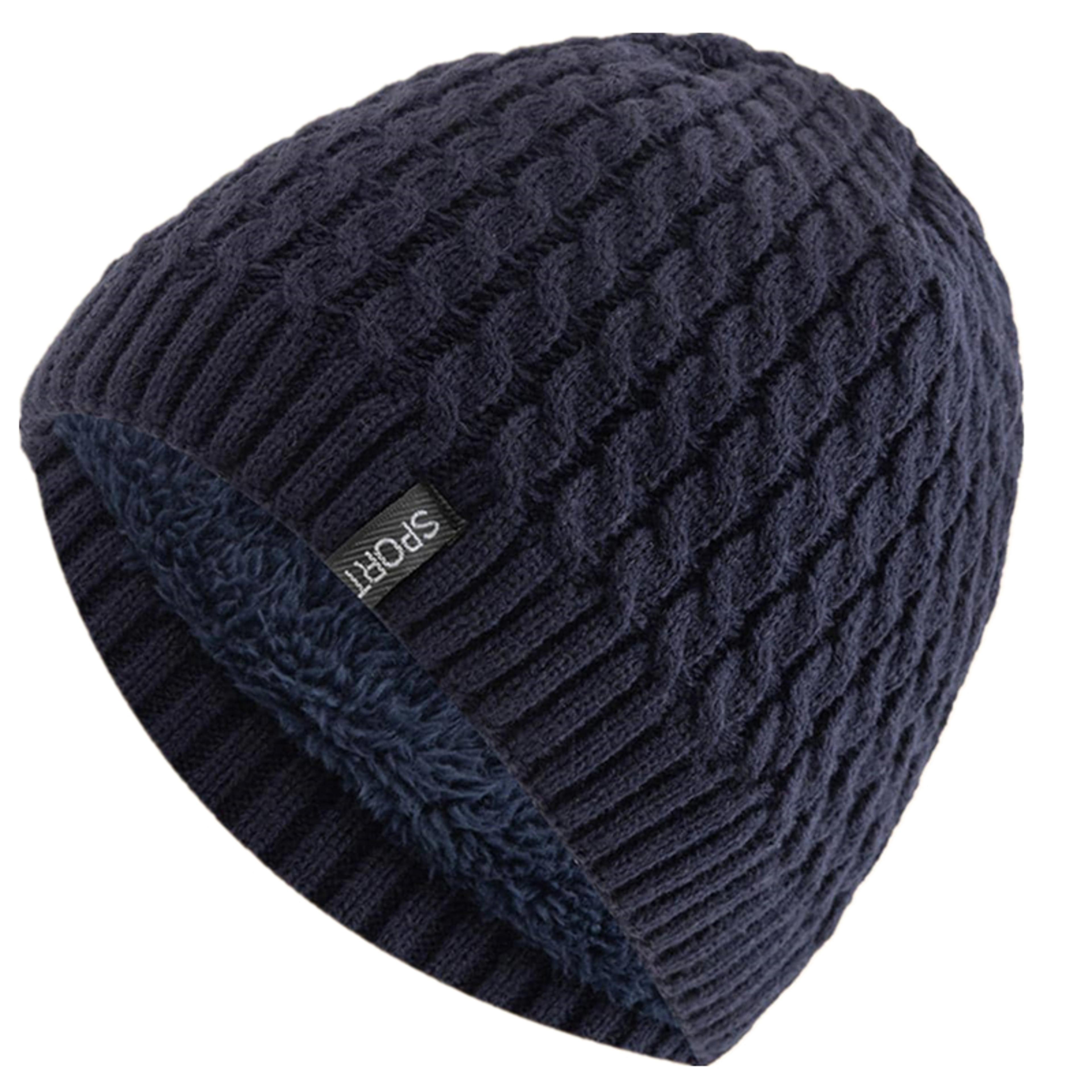 Fashion Autumn And Winter Beanie Unisex Sports Label Knitted Hat Add Fur Lined Warm Winter Cap Hats 8
