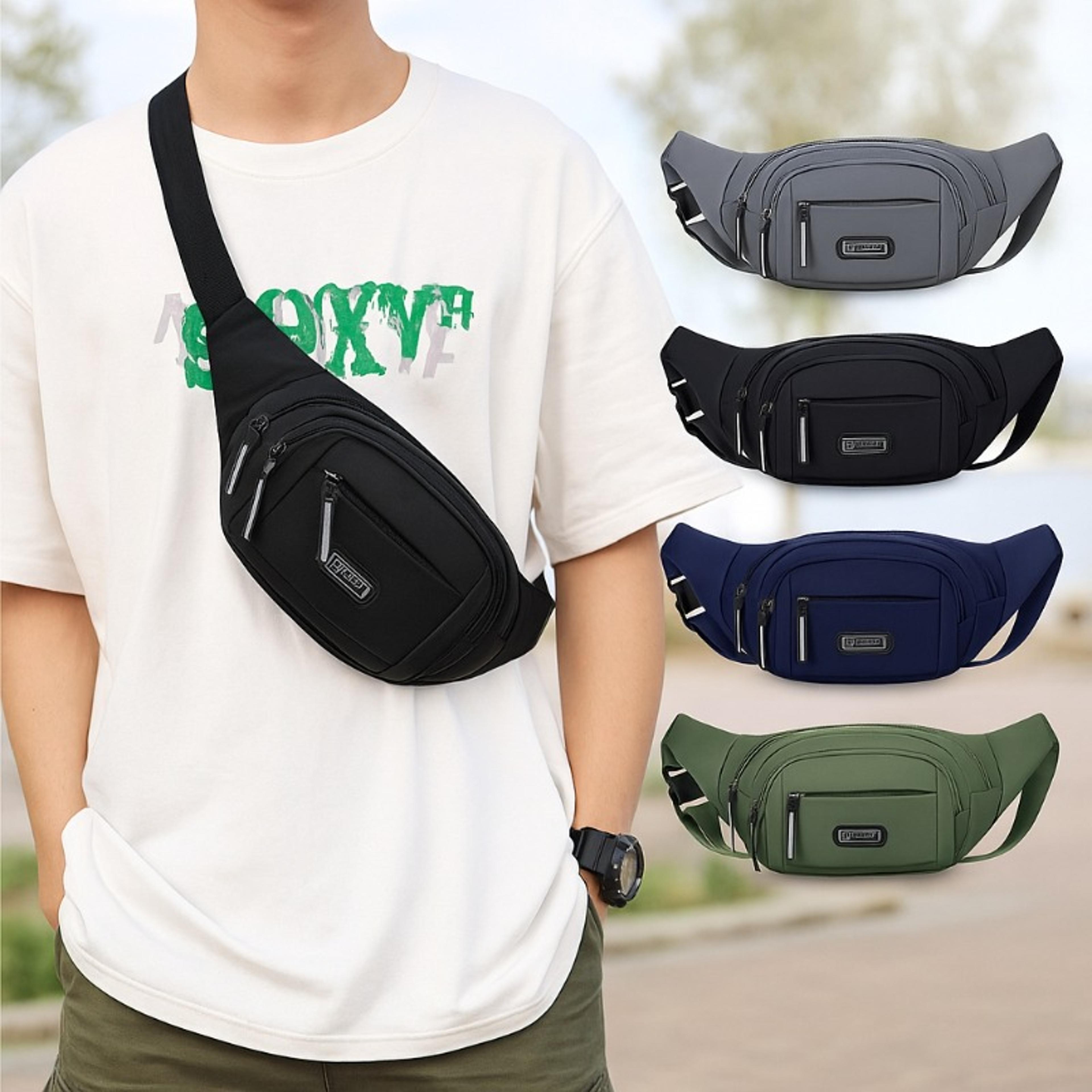 UltraThin Mens Canvas AntiTheft Waist Pack For Phone Sports Outdoor Hiking Travel 8