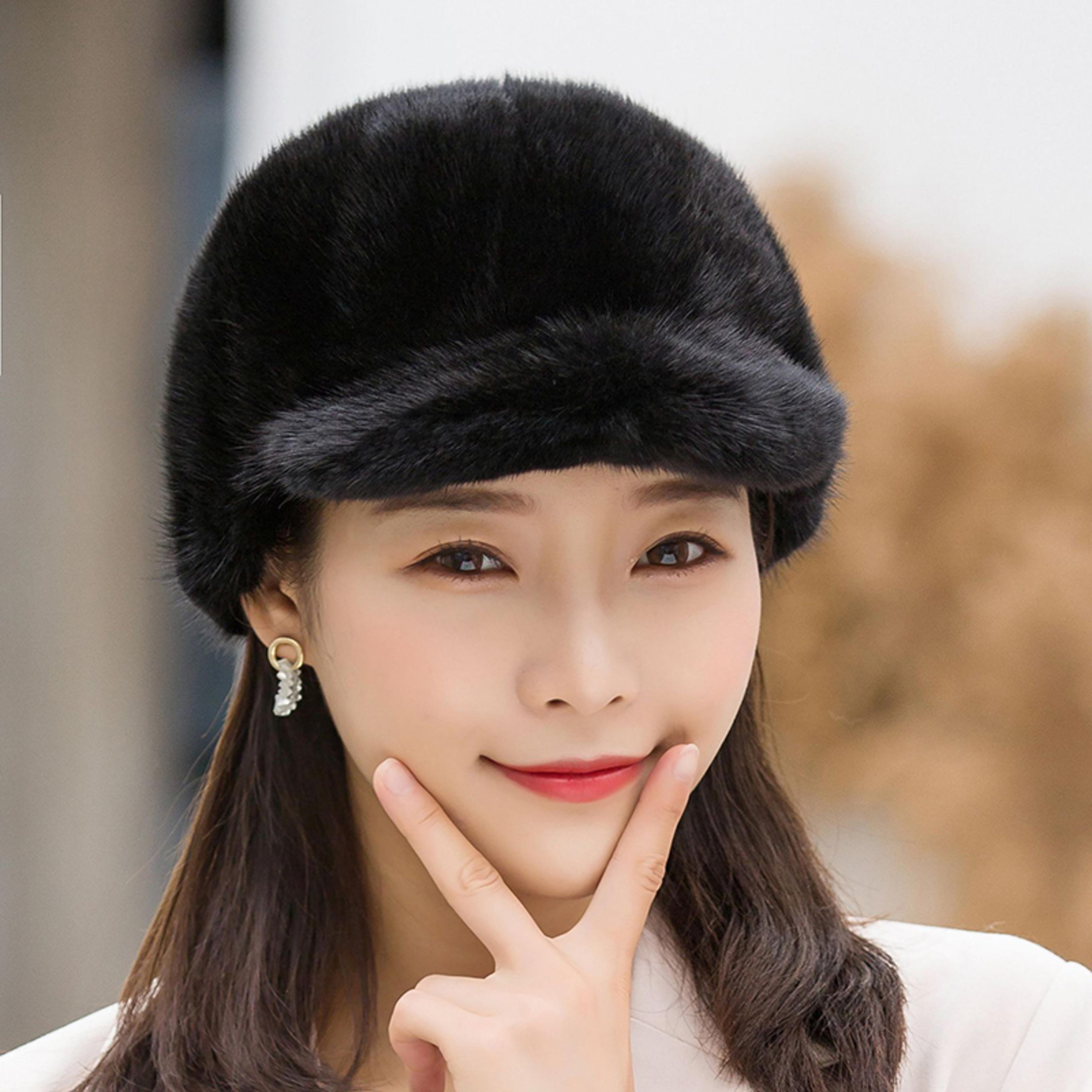 100 Genuine Mink Fur Winter Hat Warm Mink Fur Cap Natural Quality Female Fashion Mink Fur Cap Lady