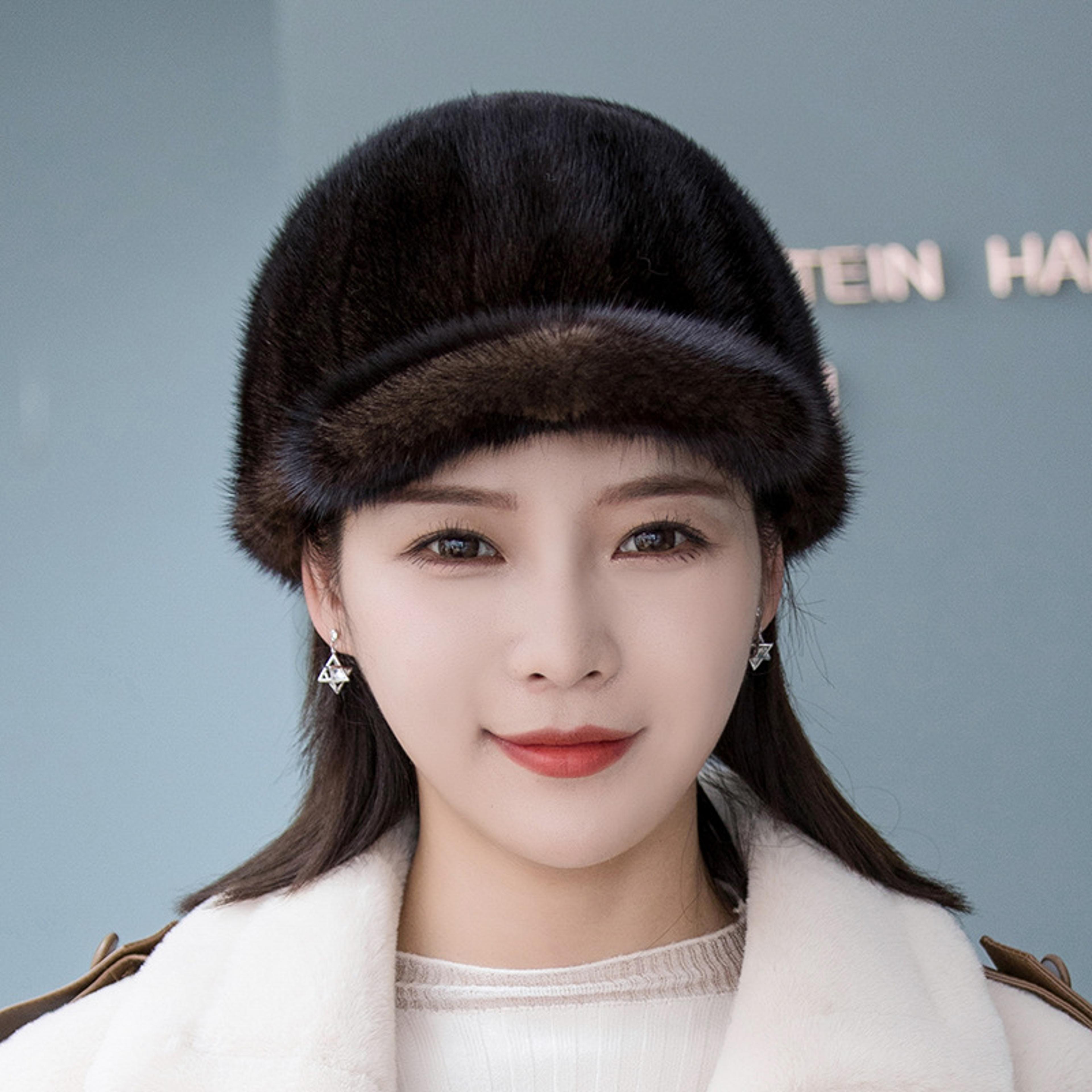 100 Genuine Mink Fur Winter Hat Warm Mink Fur Cap Natural Quality Female Fashion Mink Fur Cap Lady