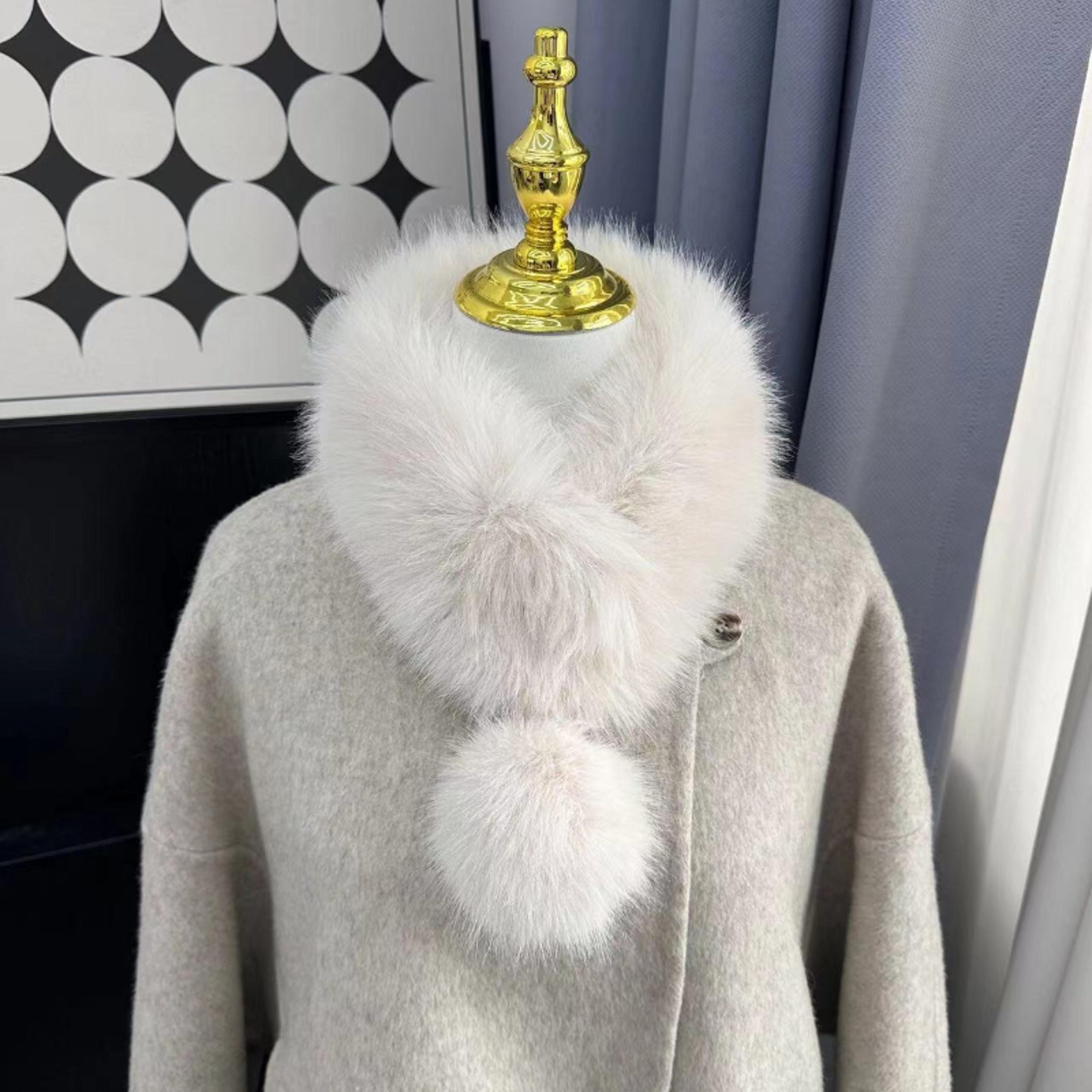 winter fox fur scarf, thickened real scarf for women, fluffy neck warmer fluffy shawls female coat collar