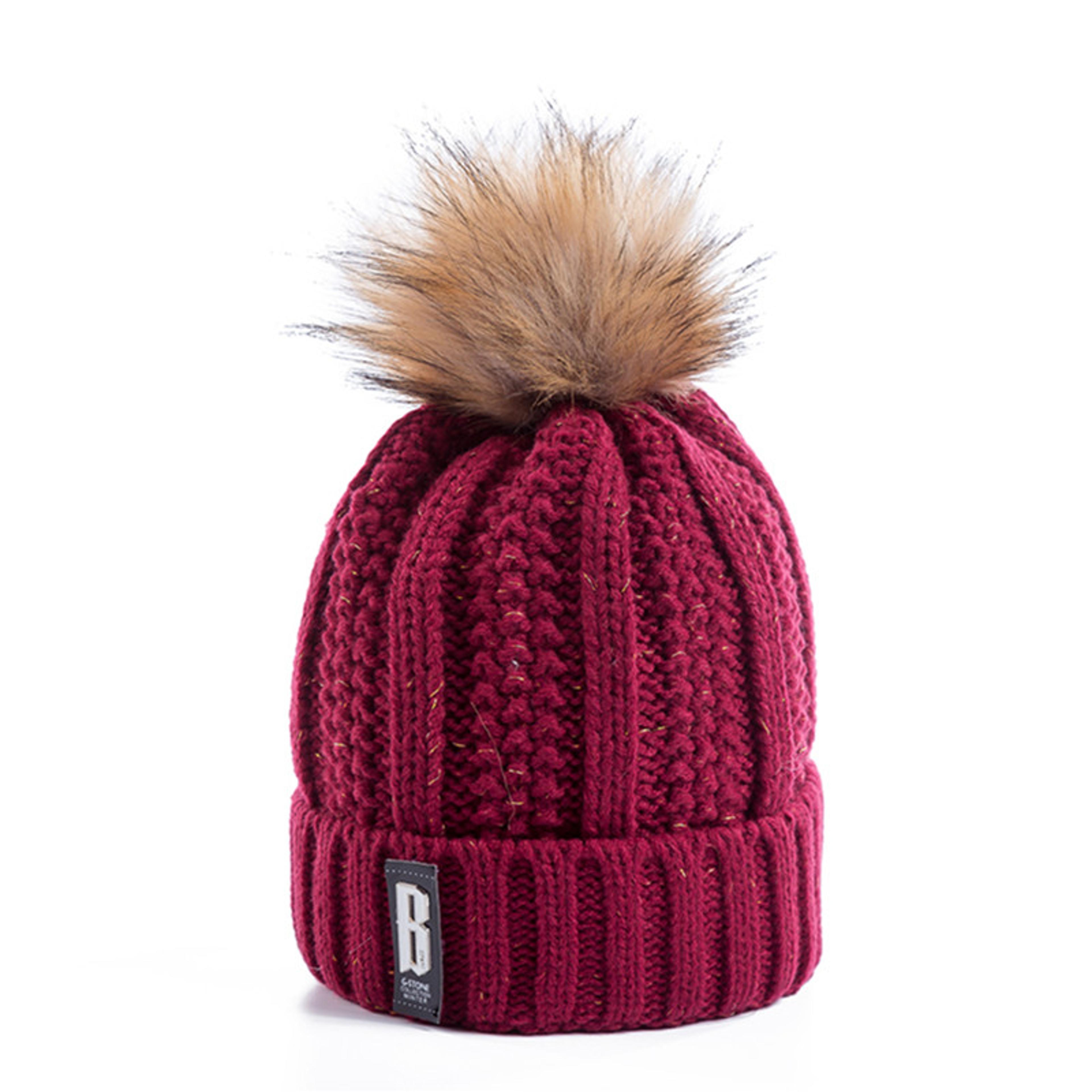 New Women Hat HighQuality Winter Wool Beanie With Add Fur Lined Pompoms For Streetwear 8