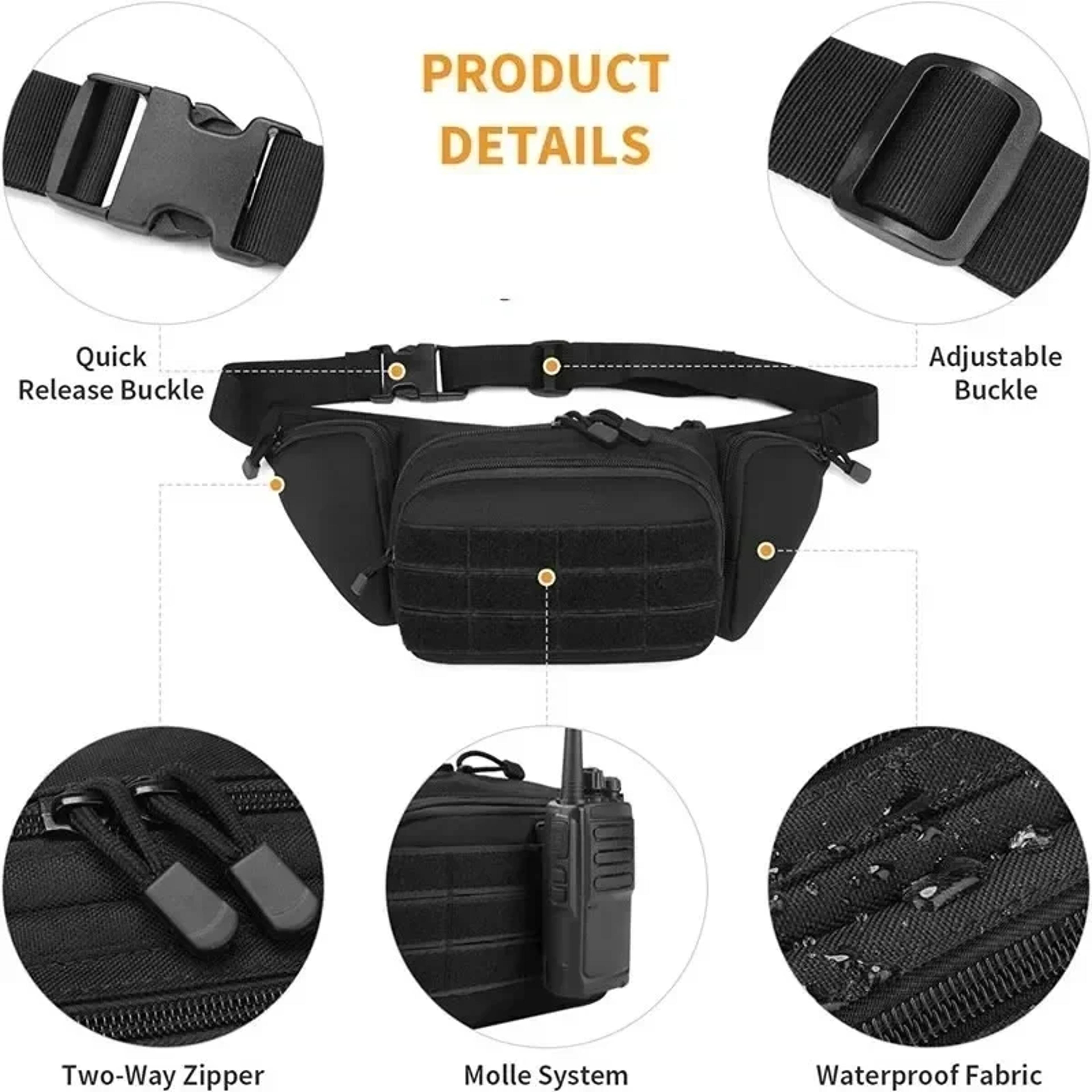 High Capacity Waist Bag Tactical Multi Function Waist Pack For Men Nylon Shoulder Fanny Packs Hikin 3