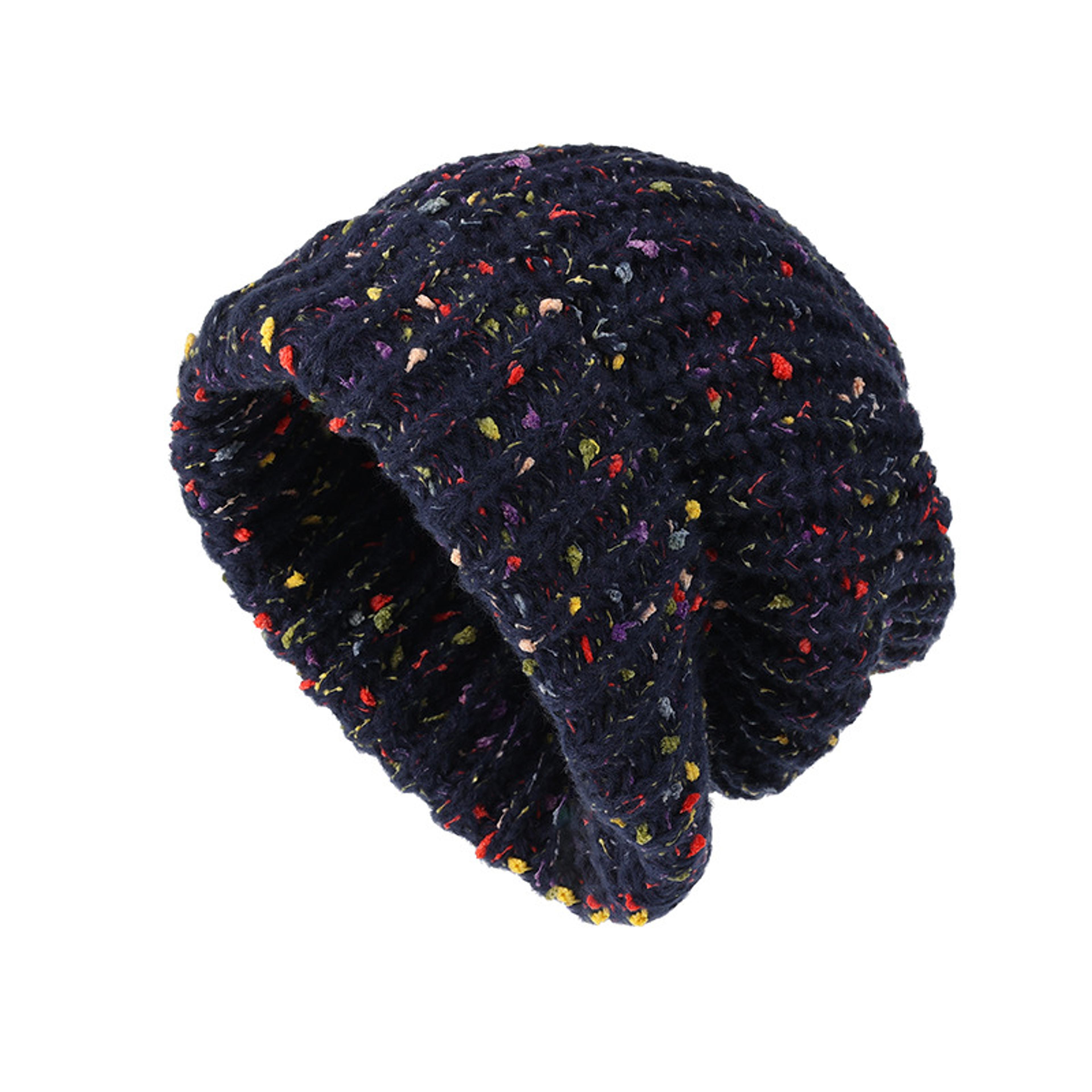 Classic Coldproof Warm Beanie Trendy Mixed Color Slouchy Skull Cap Thick Knit Hat For Women Winter  2