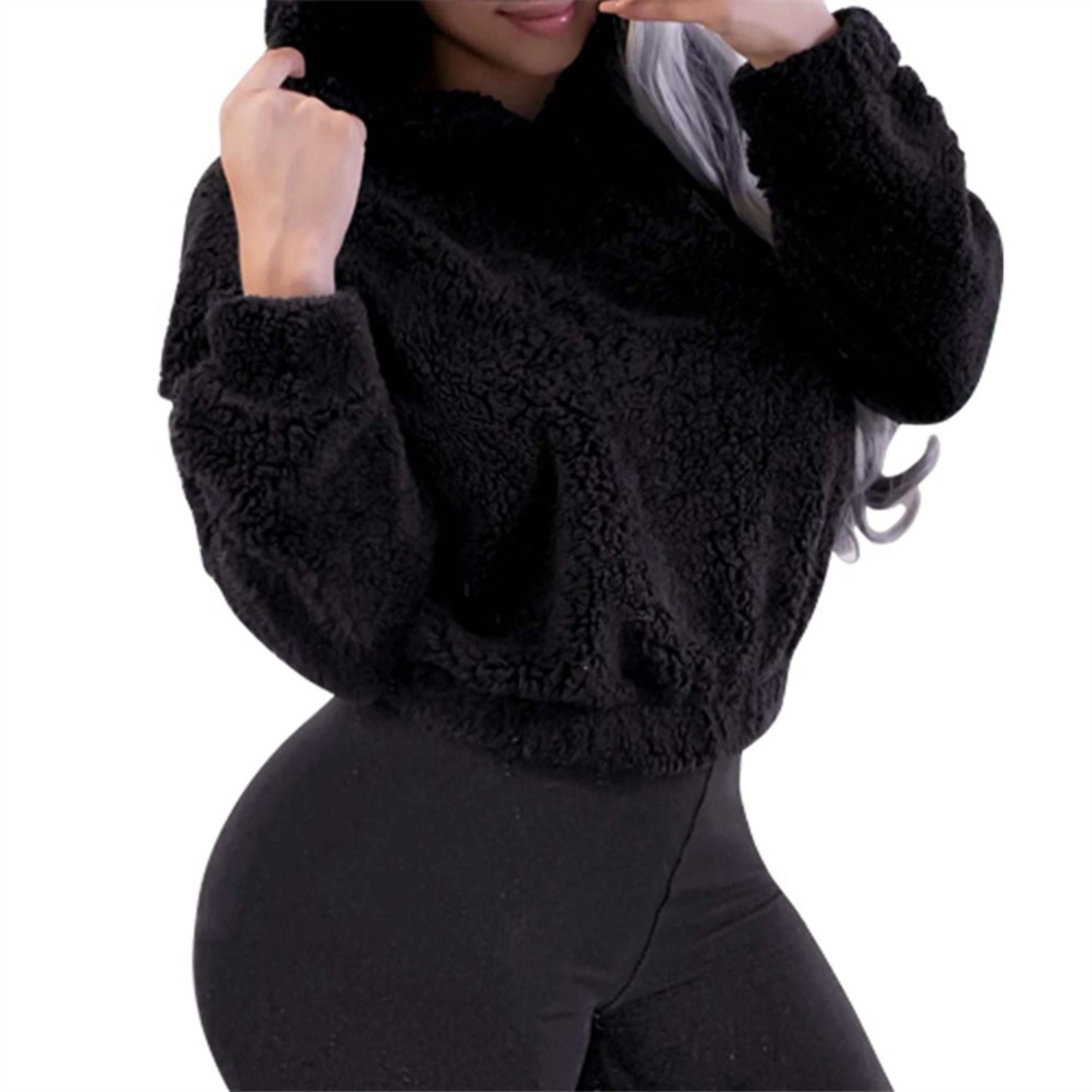 Cute Loose Hoodie With Bear Ears Winter Korean Fashion Fluffy Hooded Warm Sweatshirt Solid Long Sle 11