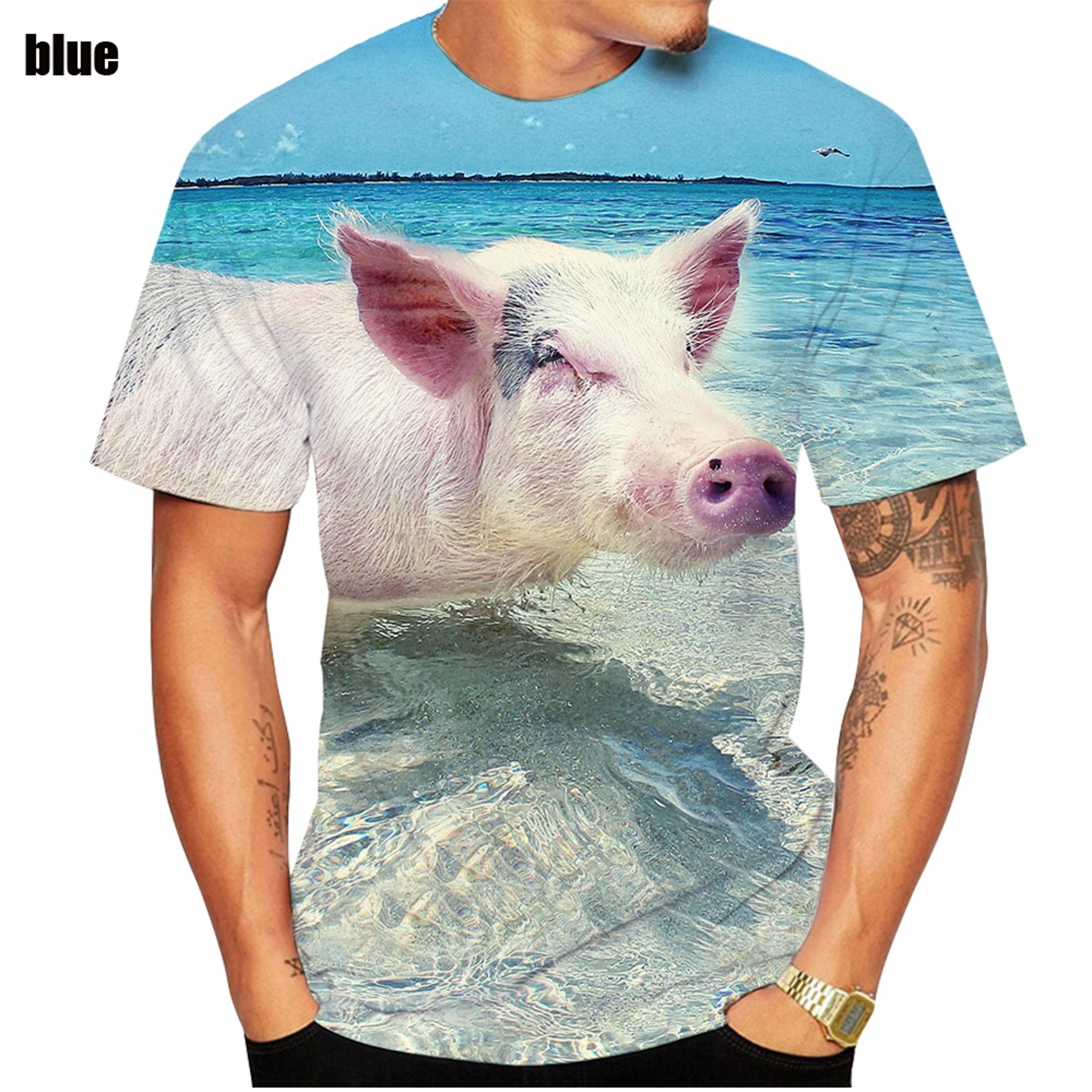 Funny Pig Printing Tshirt Comfortable And Breathable Popular Novelty Summer Top For Casual Wear 1