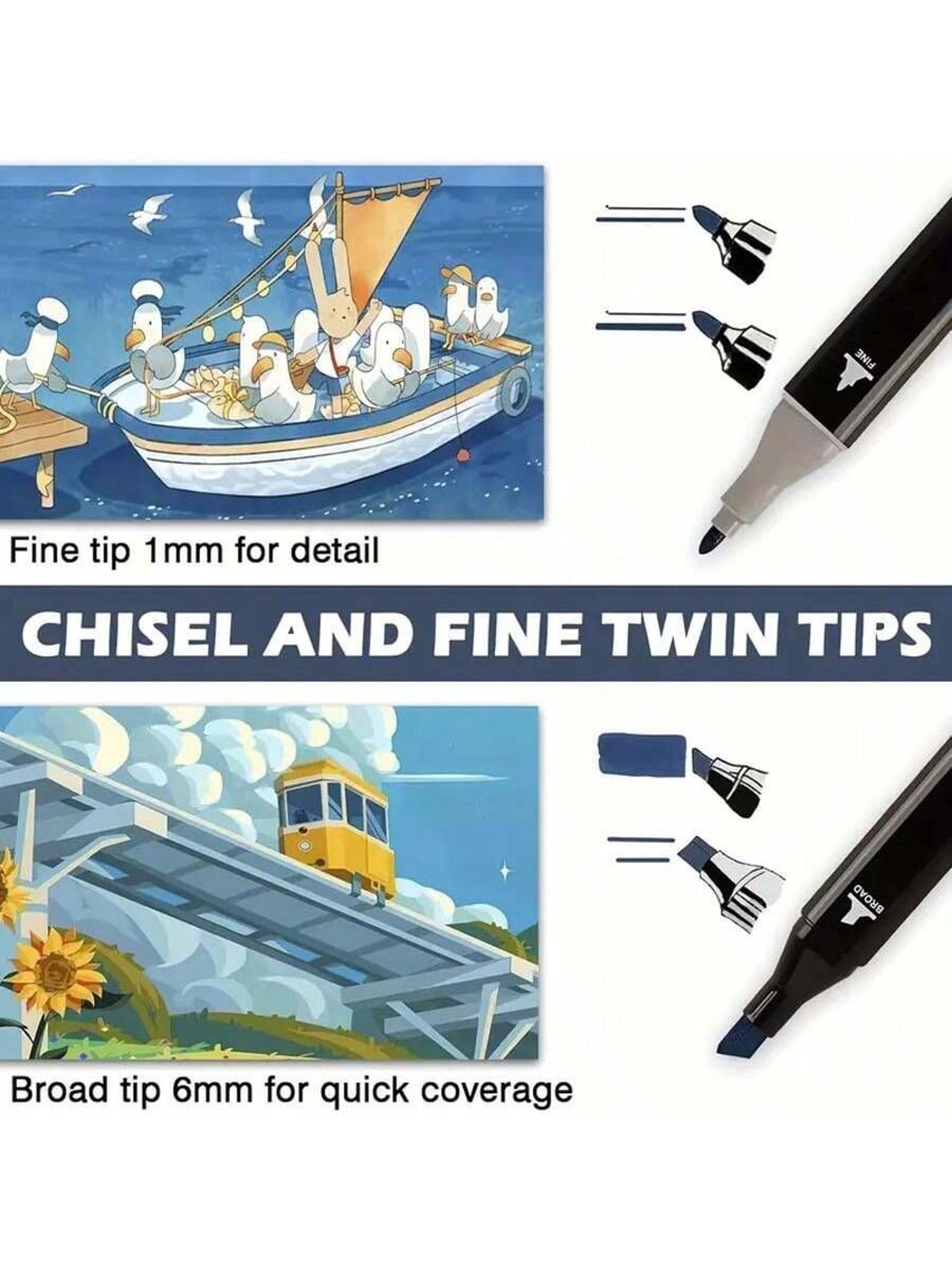 Watercolor Brush Pens Dual Tip OilBased Markers Art Marker Set For Art Students 4