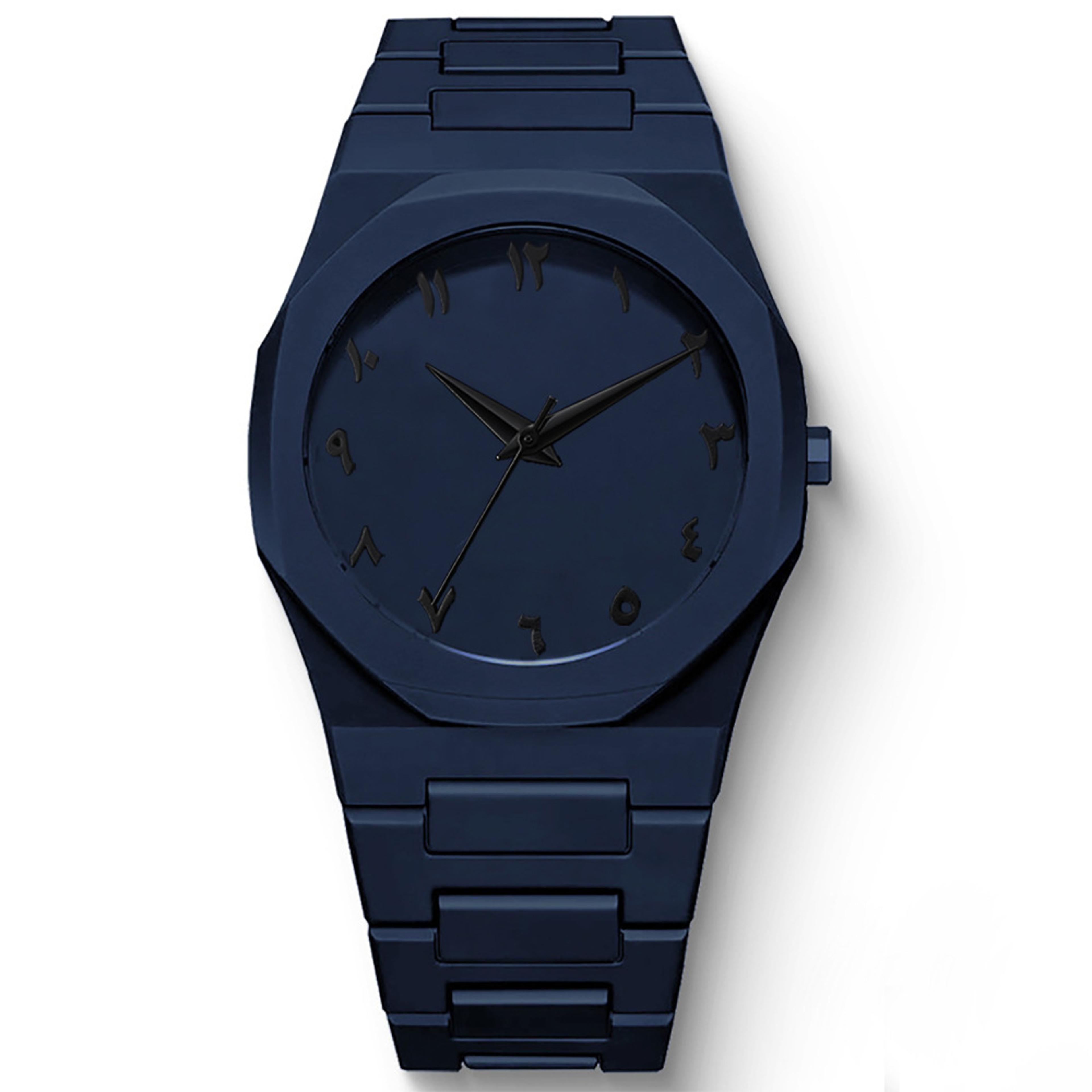 Simple Black Quartz Watch For Men New Fashionable Casual Arabic Digital Watch With Drip Oil Strap 8