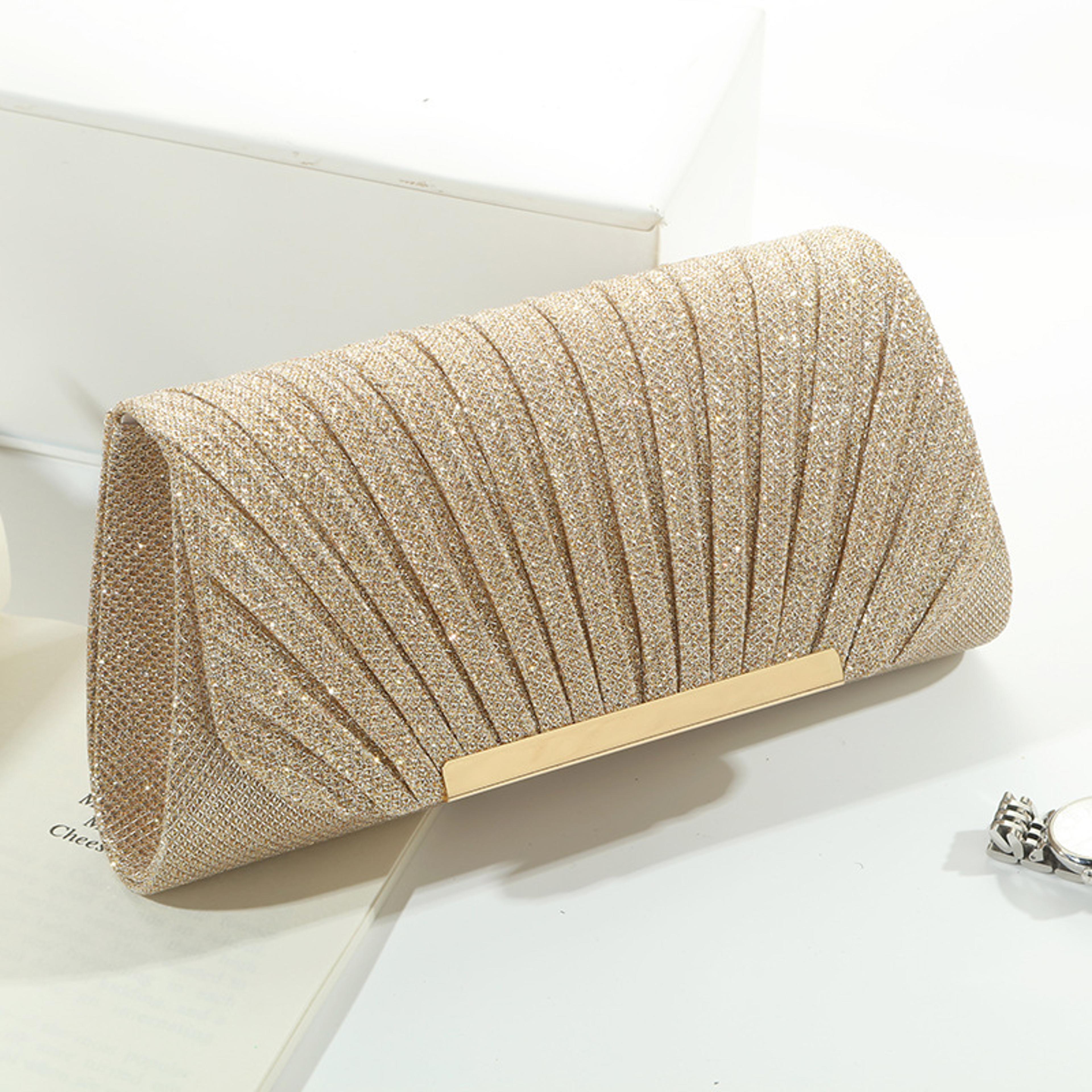 metallic ruched evening bags small envelope shaped box purse for party wedding event luxury handbag for women