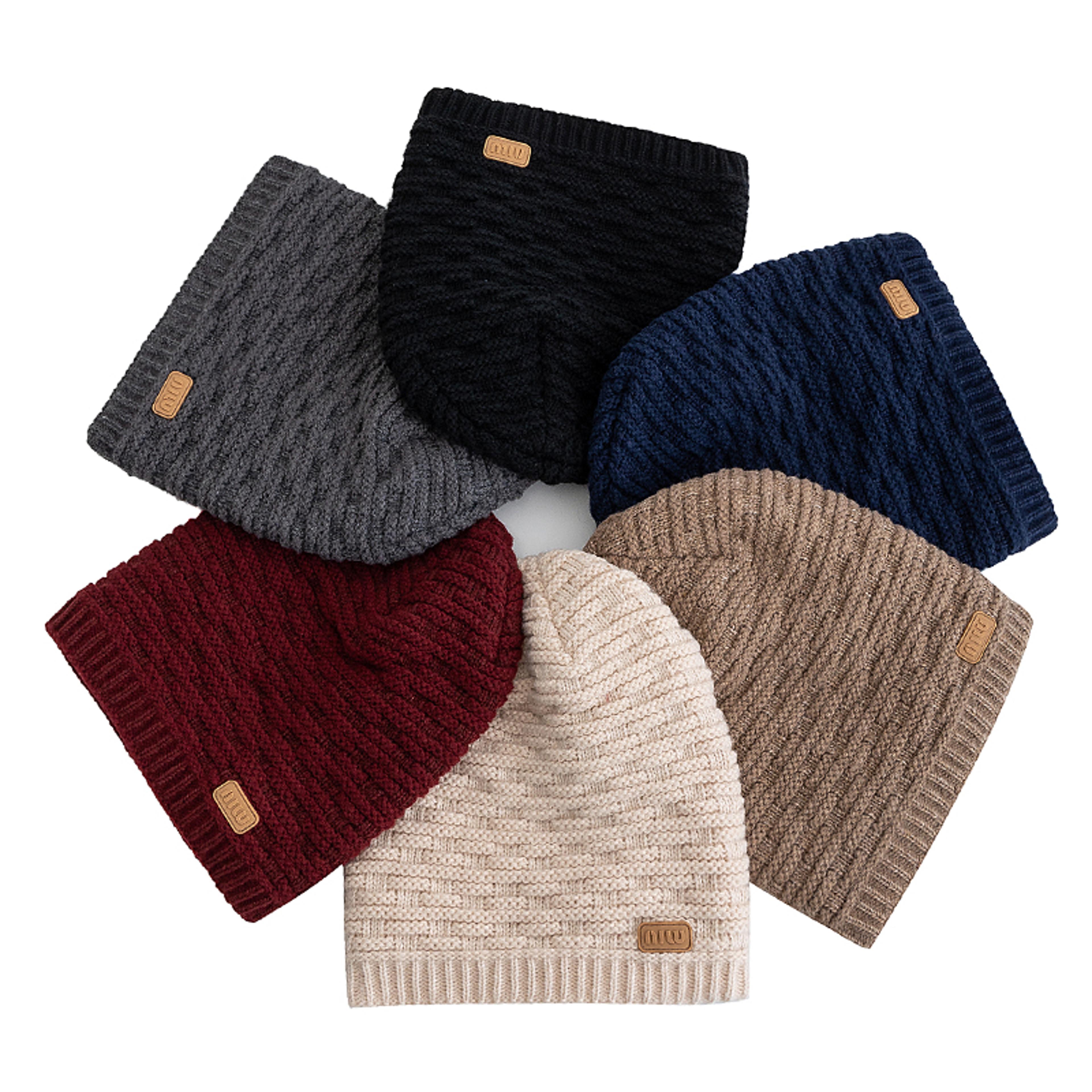 Winter Knitted Hat For Men Women Warm Beanie Cap Slouchy Style New Fashion Fur Lined Casual Decor 5