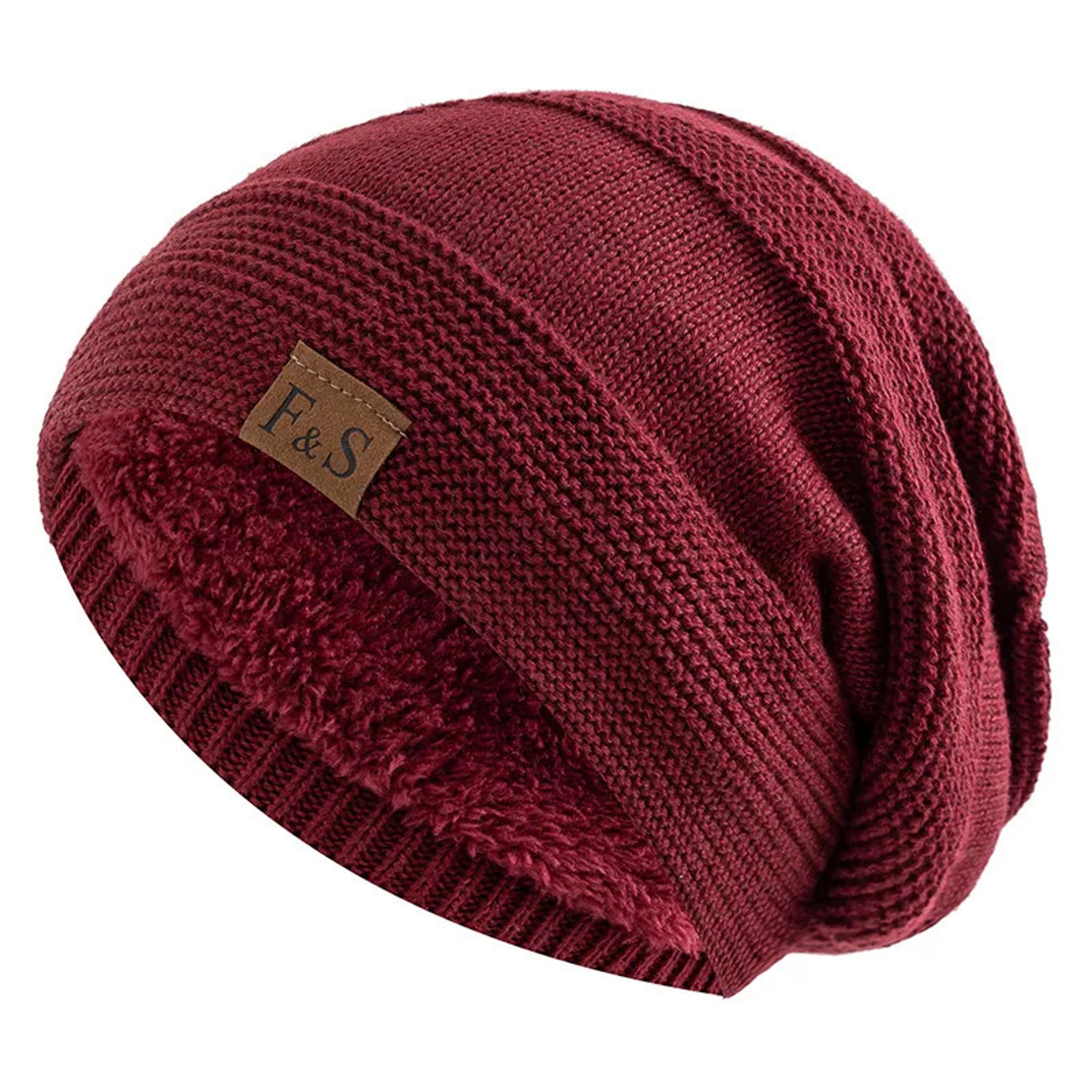 Warm Winter Beanie Cap For Men And Women Fur Lined Slouchy Hat 6