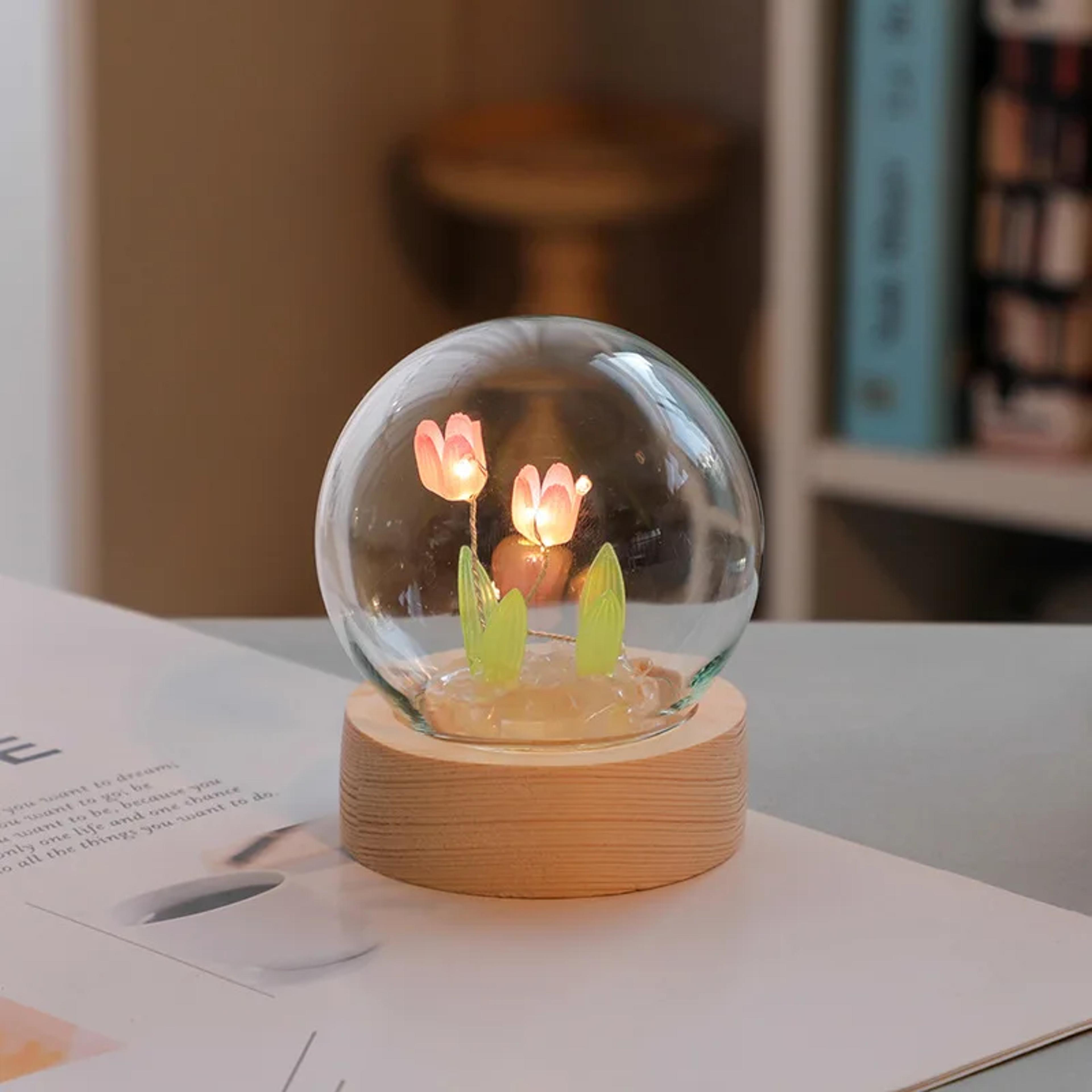 Cute LED DIY Handmade Mini Tulip Night Light Christmas Ornament Birthday Gift For Girl Family Frien 3
