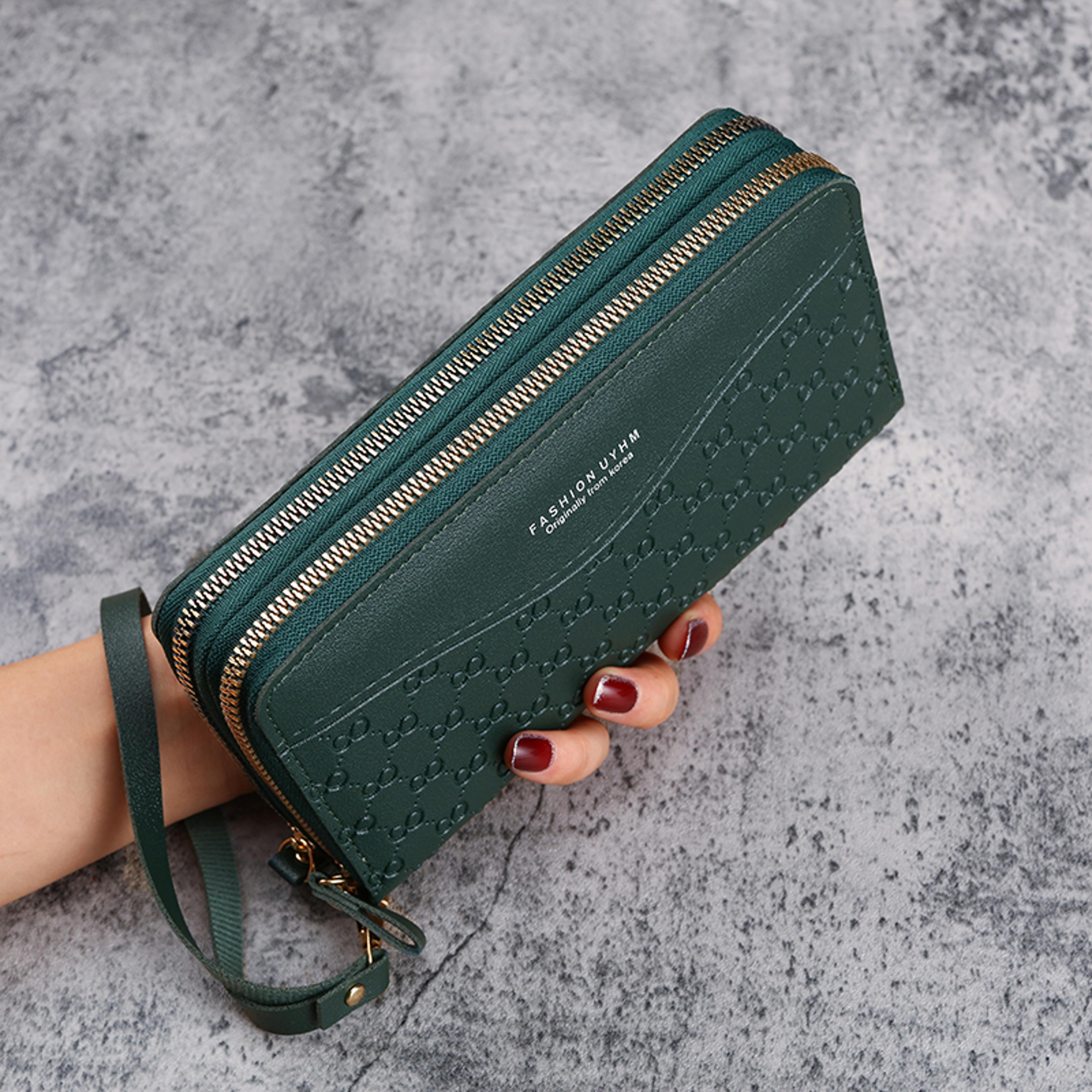 Fashion Embossed Ladies Long Zipper Wallet New Purse Large Capacity Mobile Phone Pocket 3
