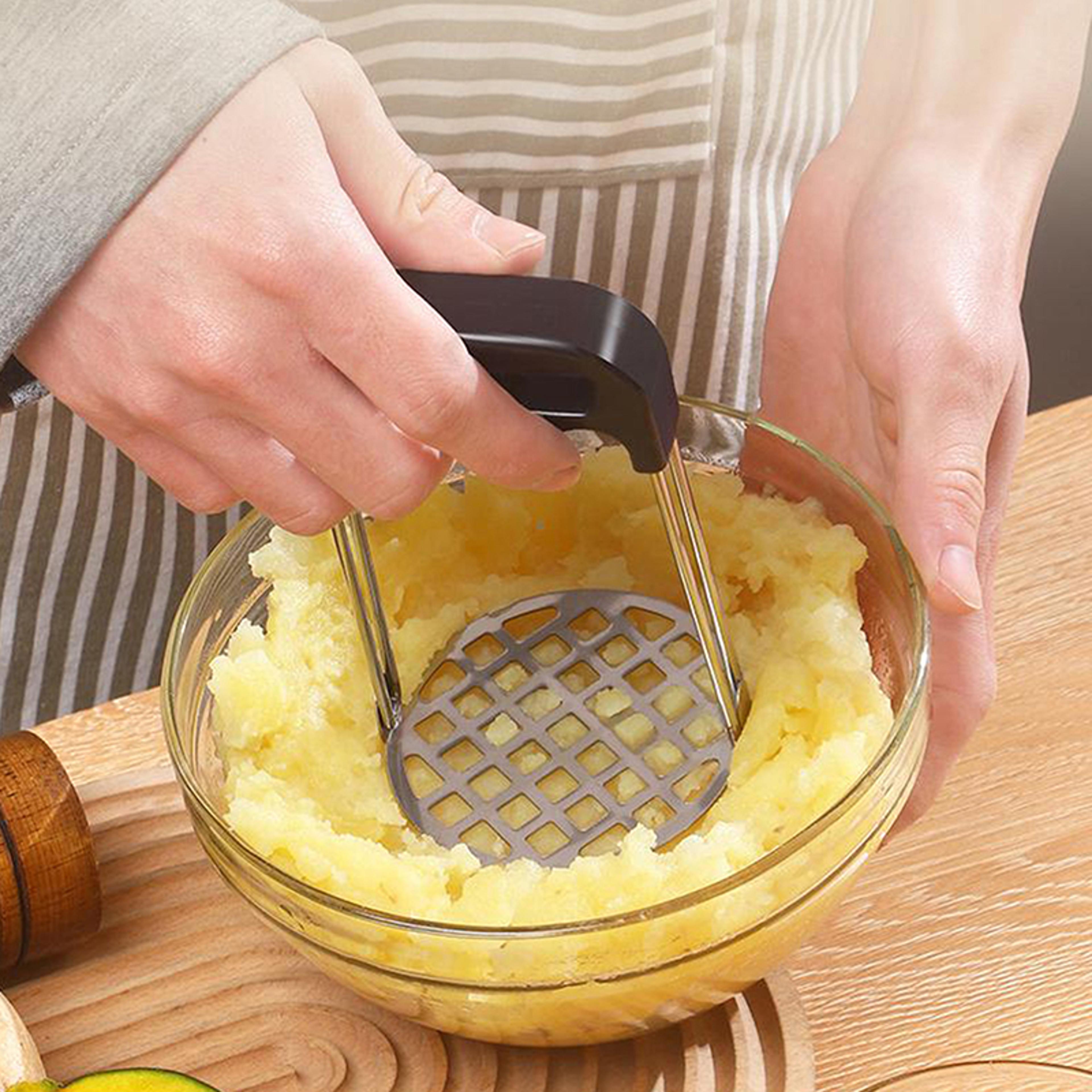 stainless steel potato masher, manual pressed smasher for baby food and kitchen use